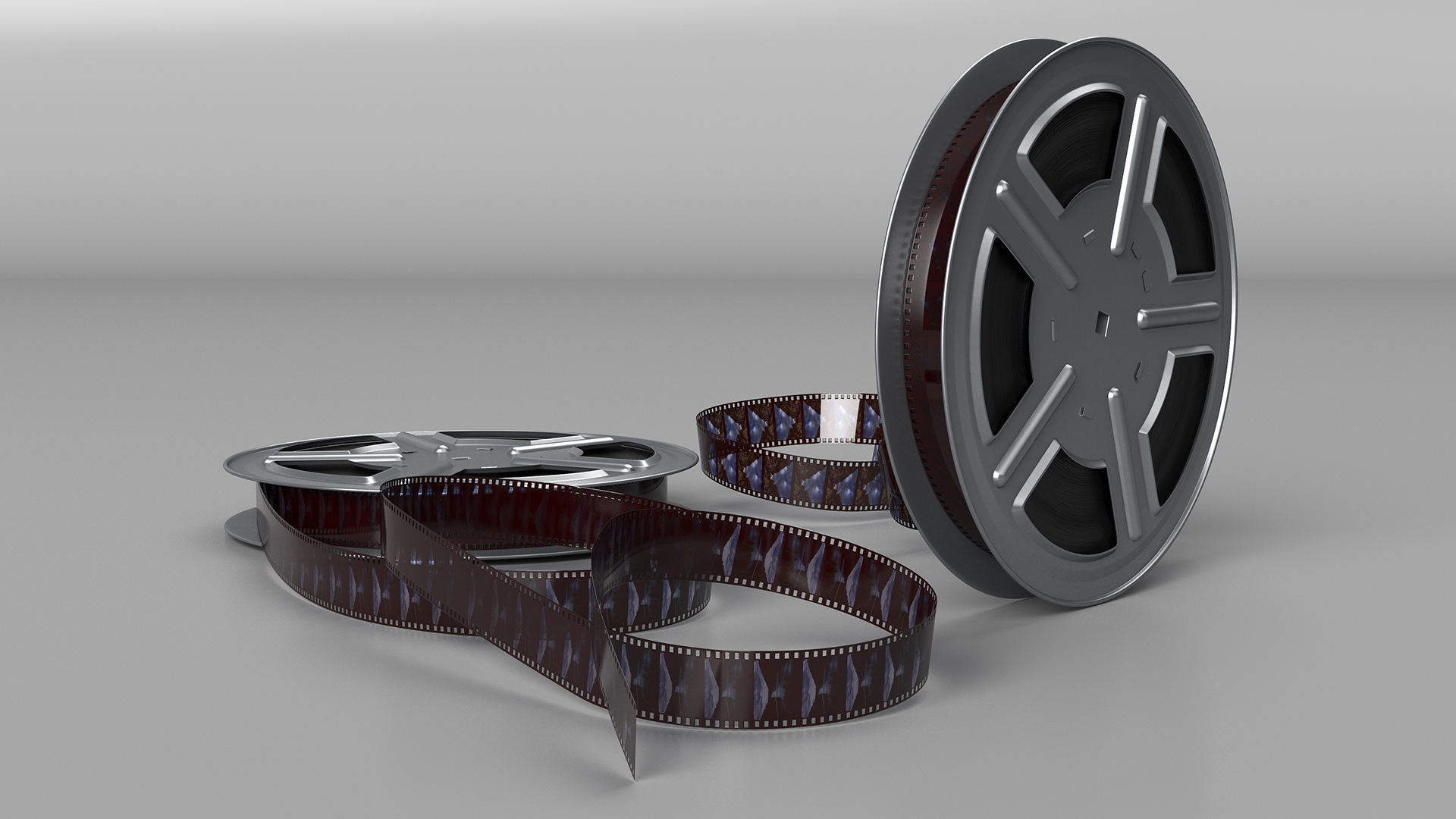 3D model Color Video Film Reel Set