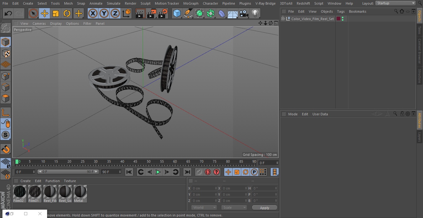 3D model Color Video Film Reel Set