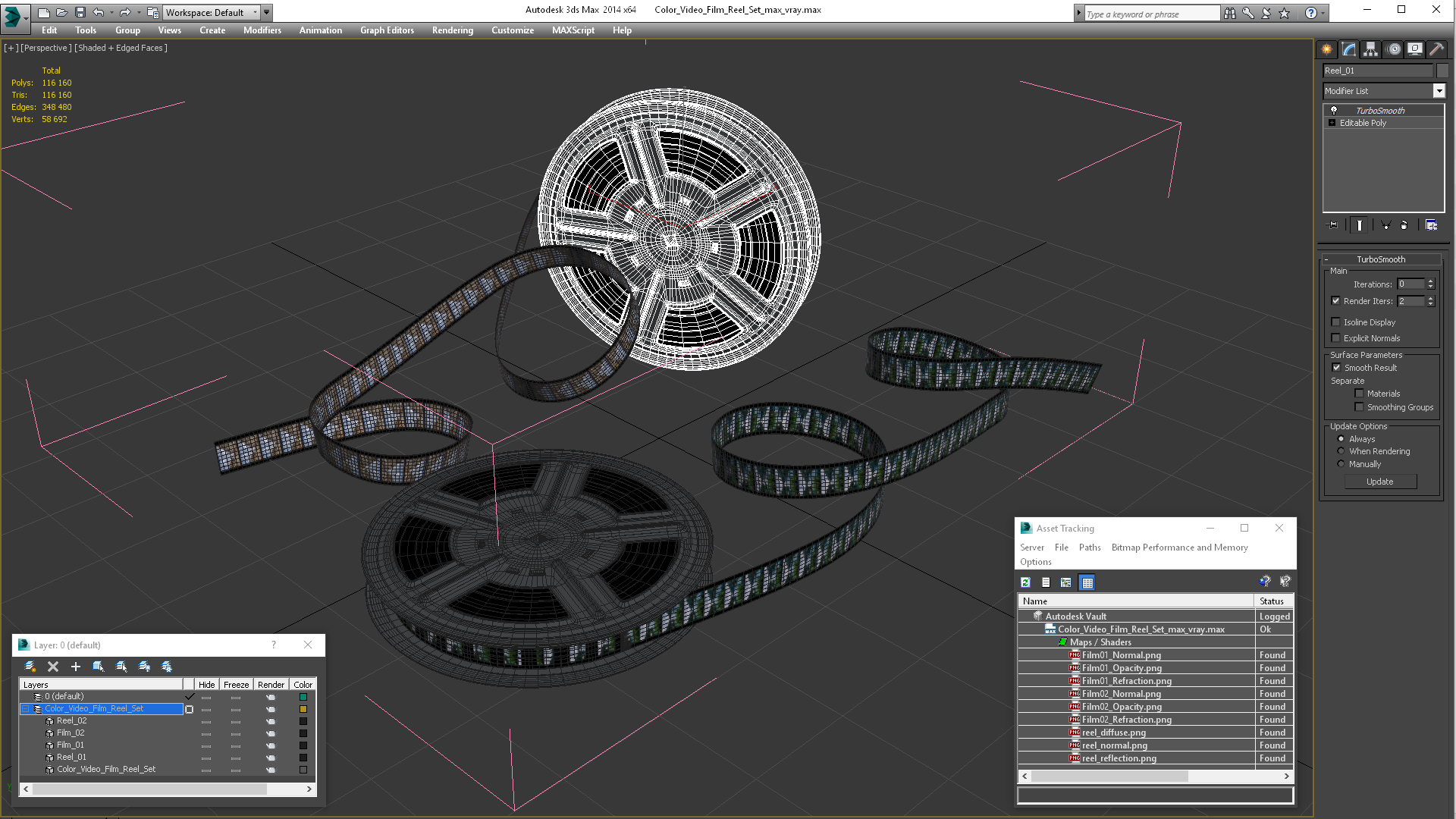 3D model Color Video Film Reel Set