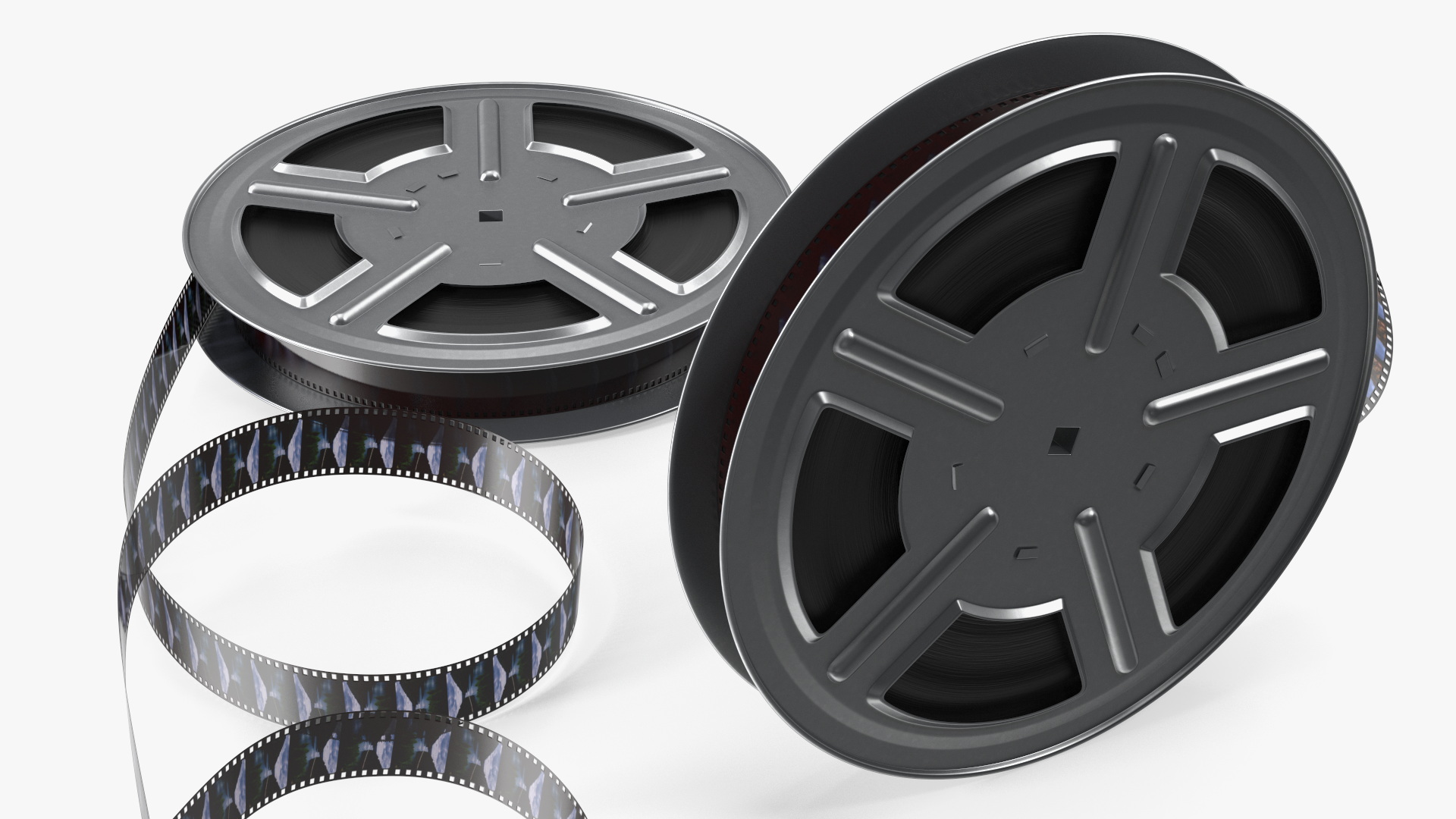 3D model Color Video Film Reel Set