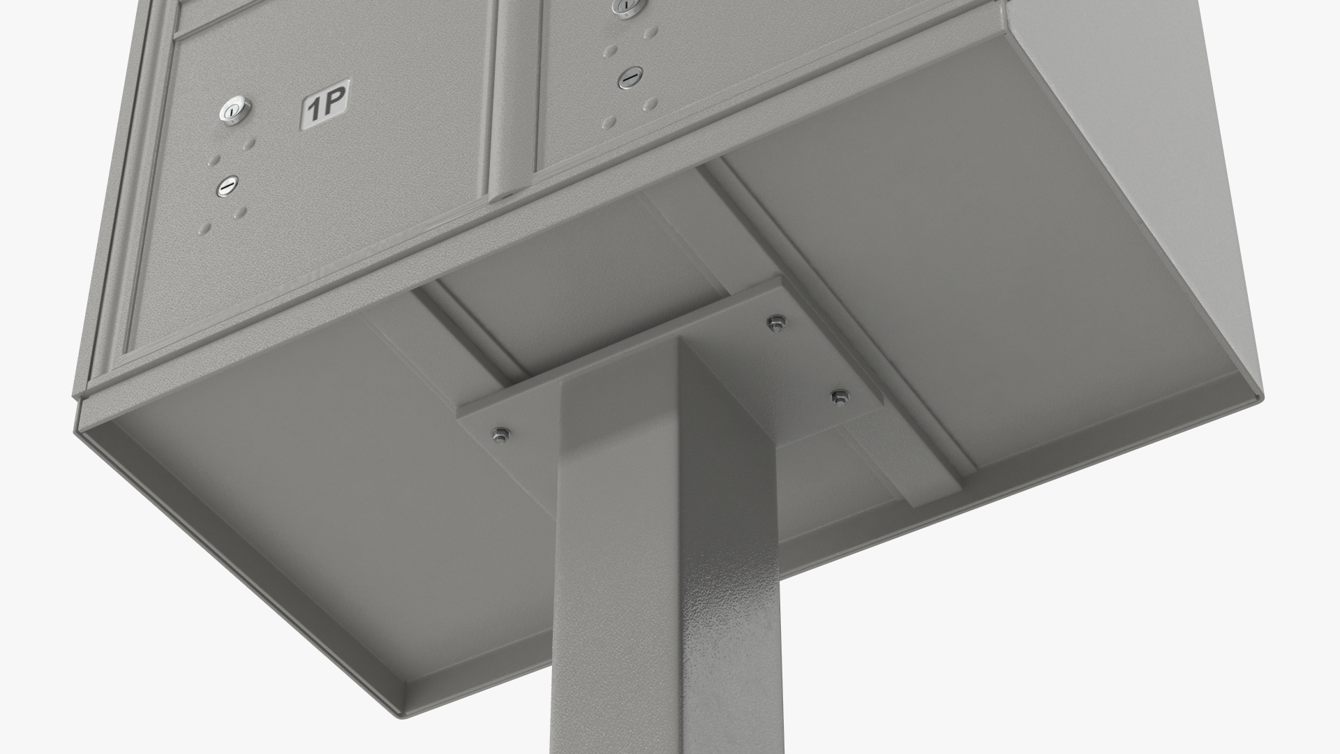 3D Grey Four Door Two Parcel Cluster Mailbox