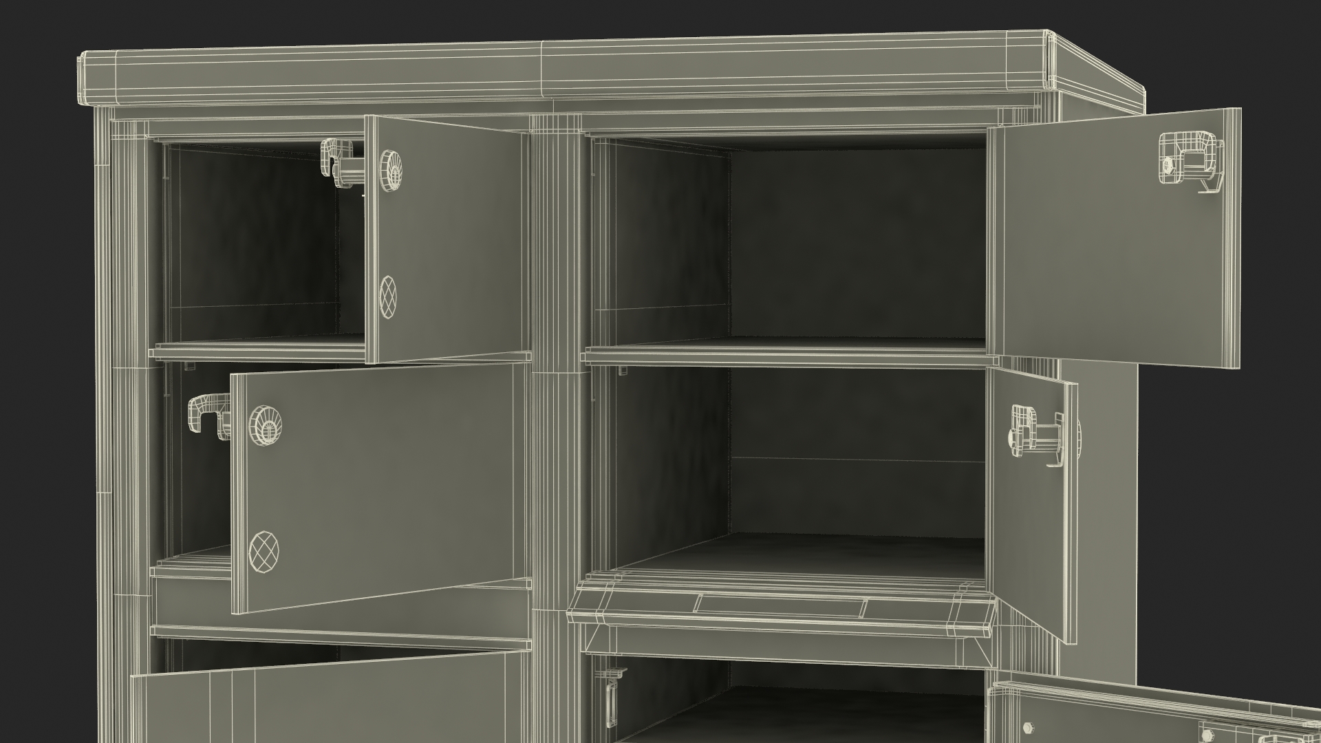 3D Grey Four Door Two Parcel Cluster Mailbox