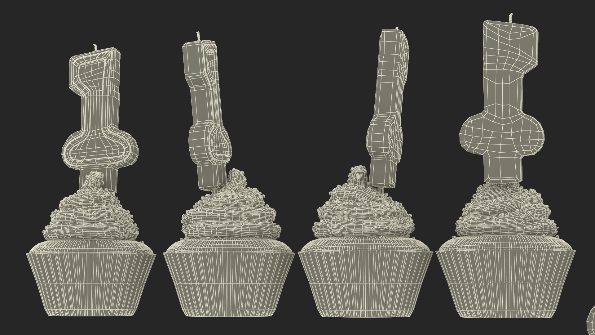 Cupcake and Number 1 Candle 3D
