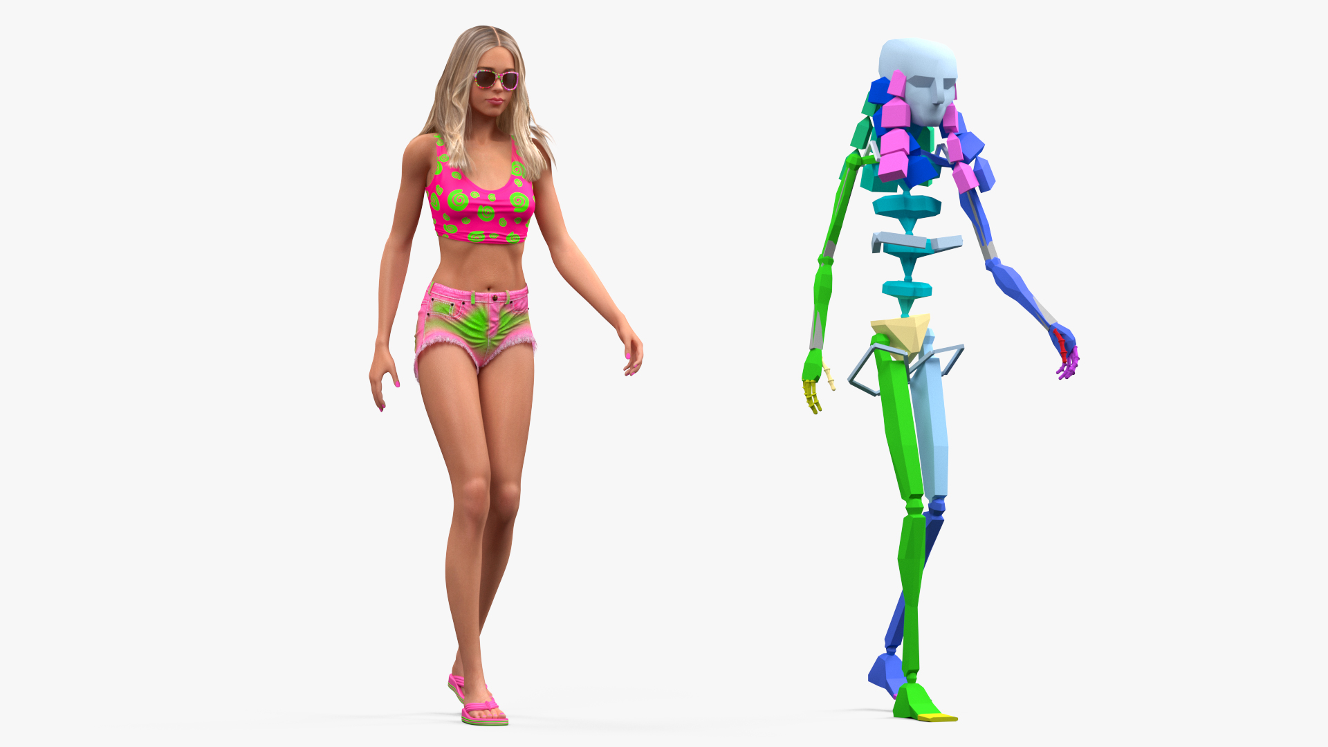 European Woman Beach Style Rigged for Maya 3D