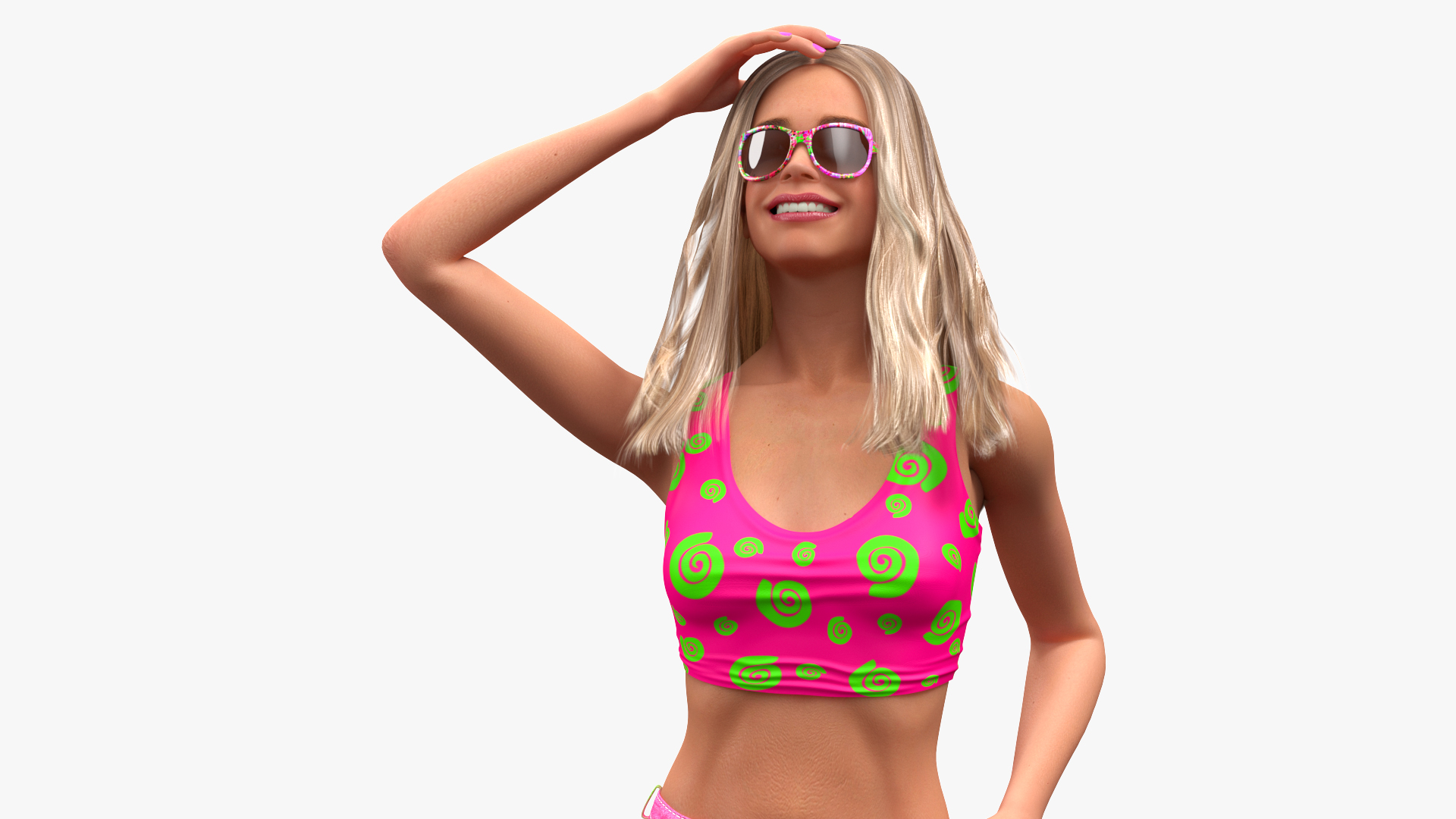 European Woman Beach Style Rigged for Maya 3D