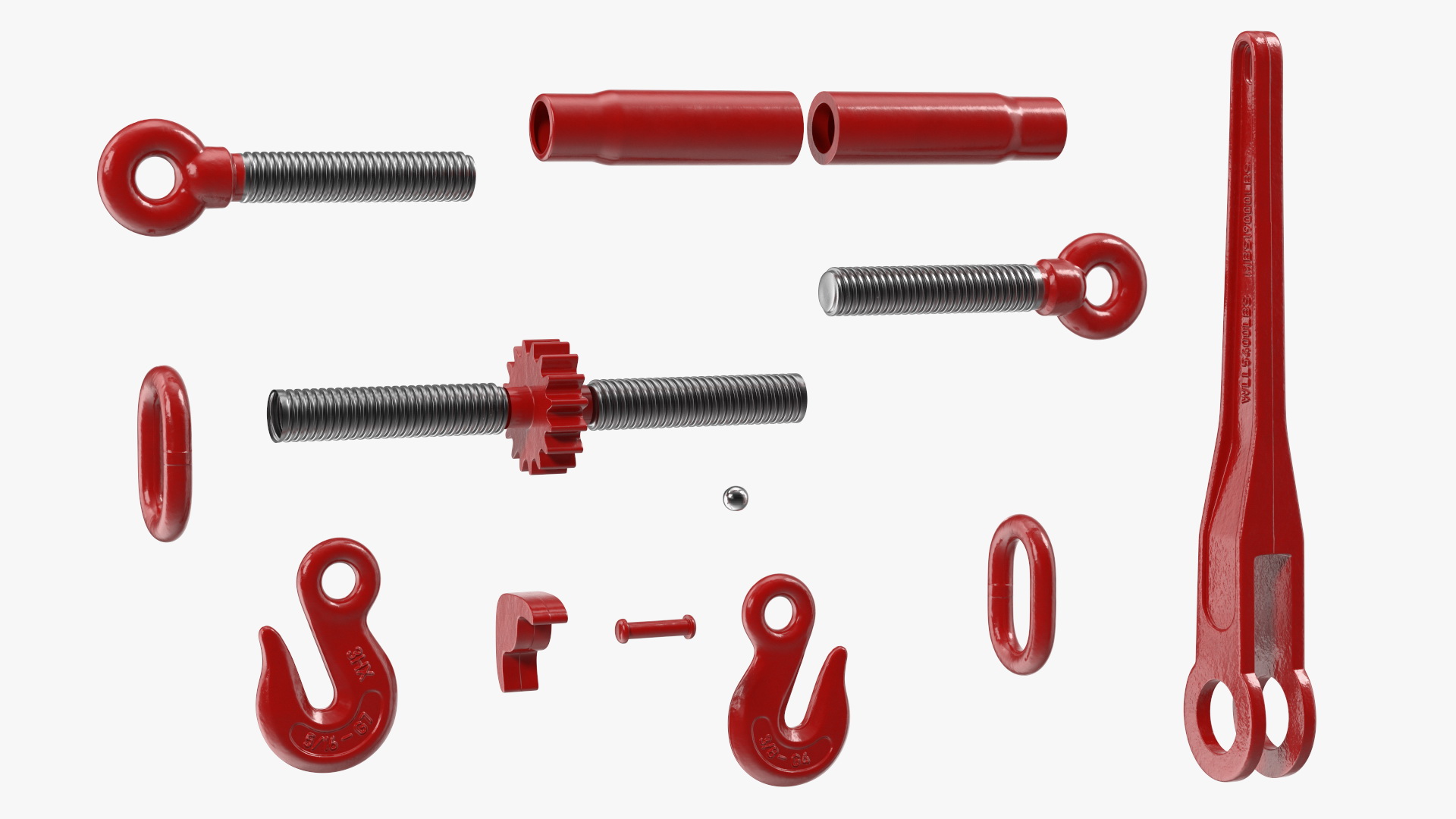 3D Ratchet Load Binder Red model