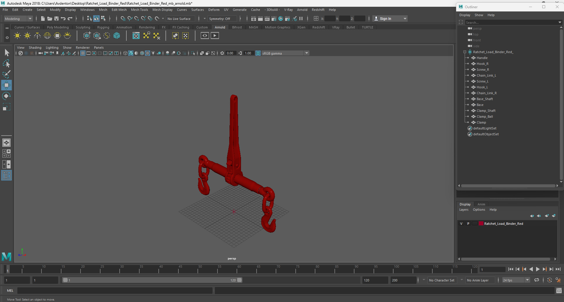 3D Ratchet Load Binder Red model