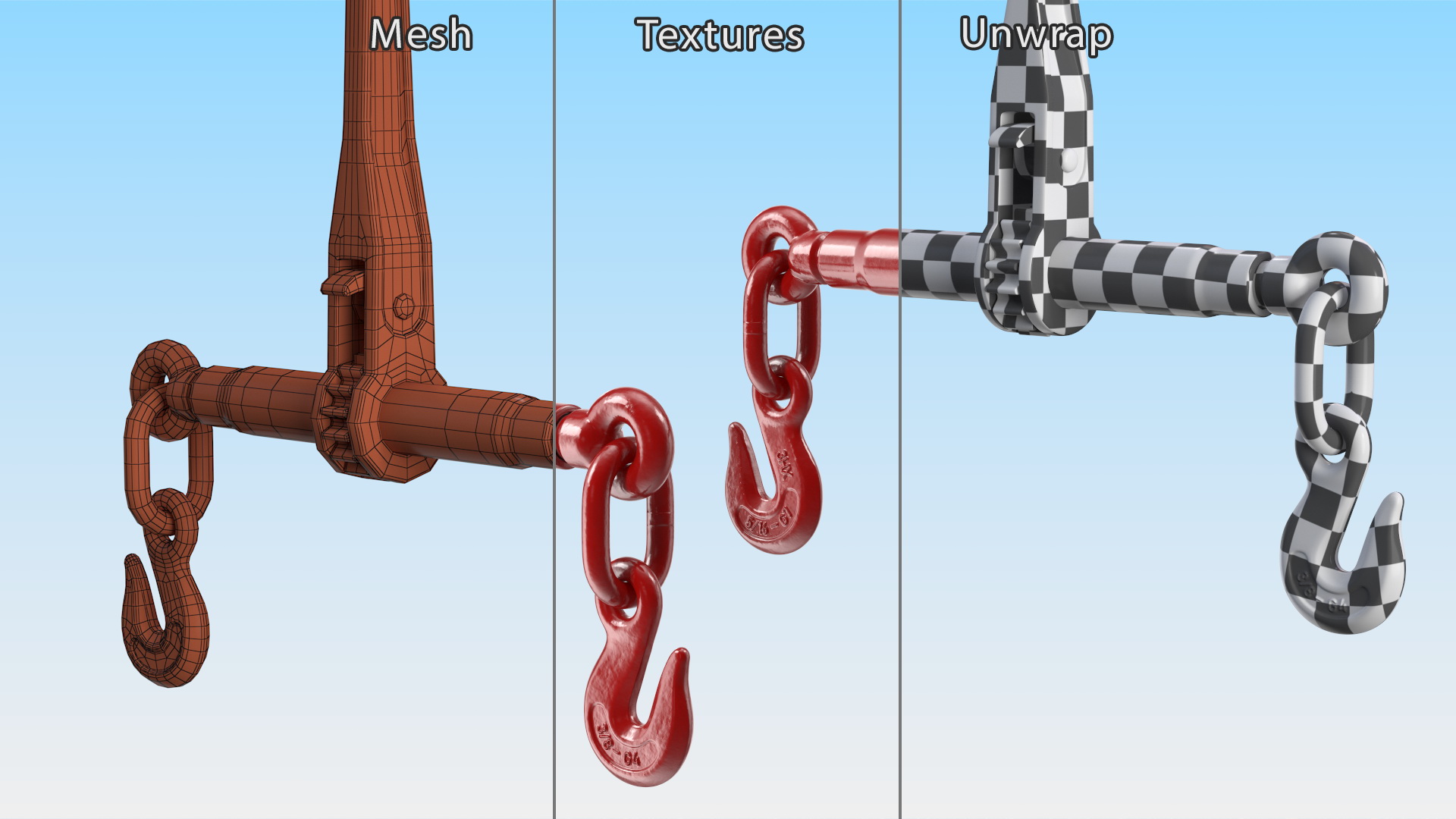 3D Ratchet Load Binder Red model