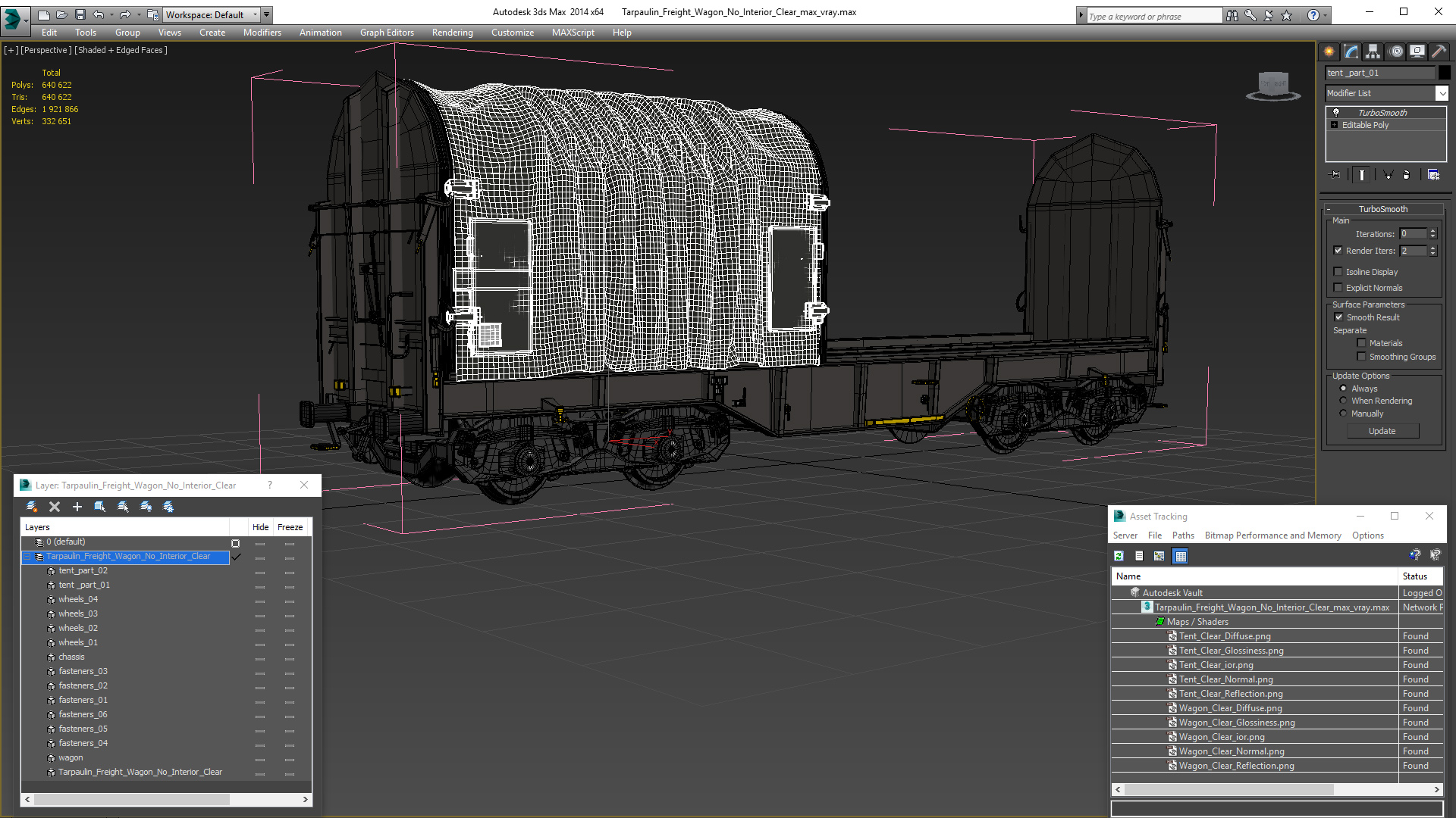 3D Tarpaulin Freight Wagon No Interior Clear