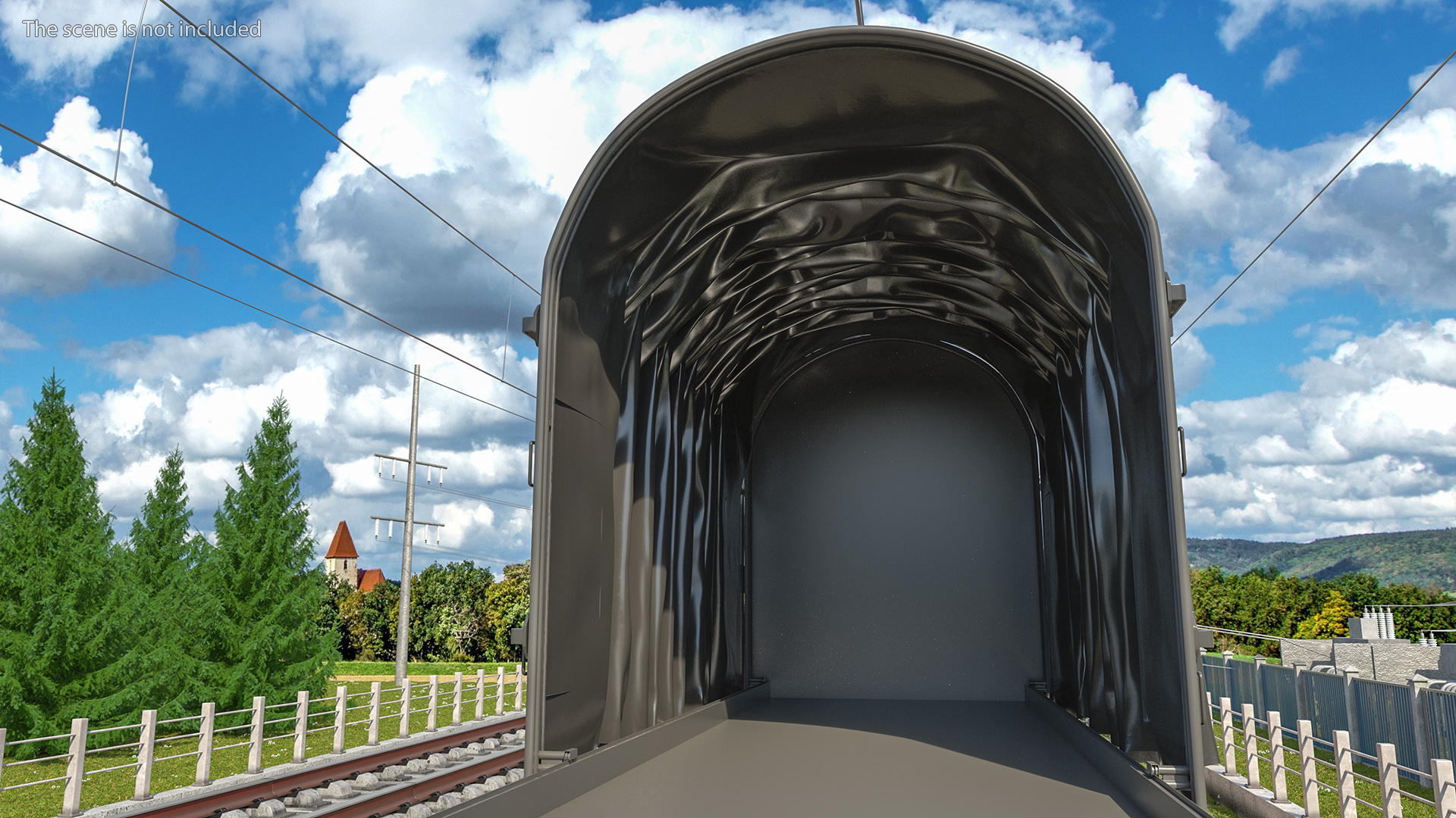 3D Tarpaulin Freight Wagon No Interior Clear