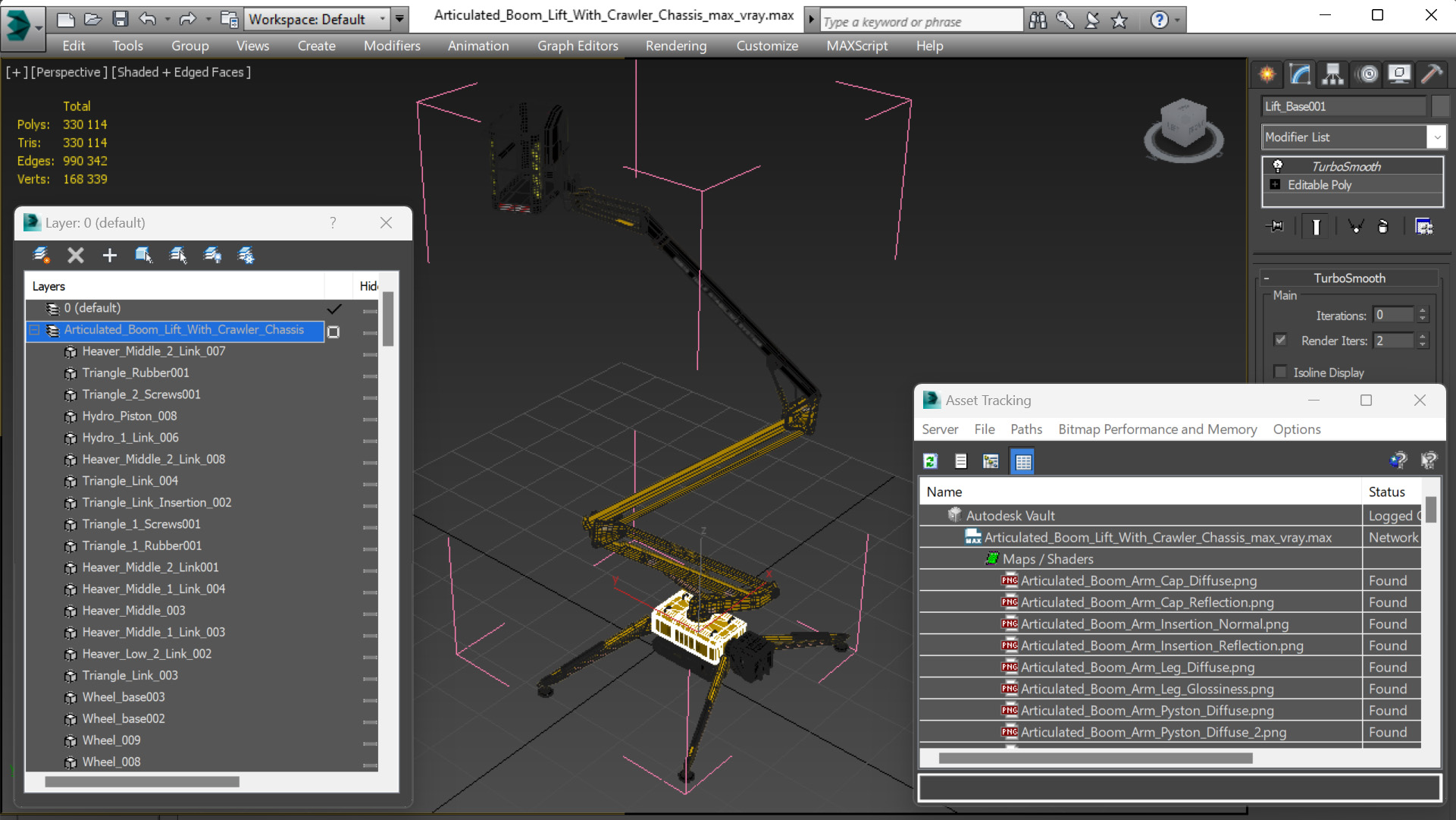 Articulated Boom Lift With Crawler Chassis 3D
