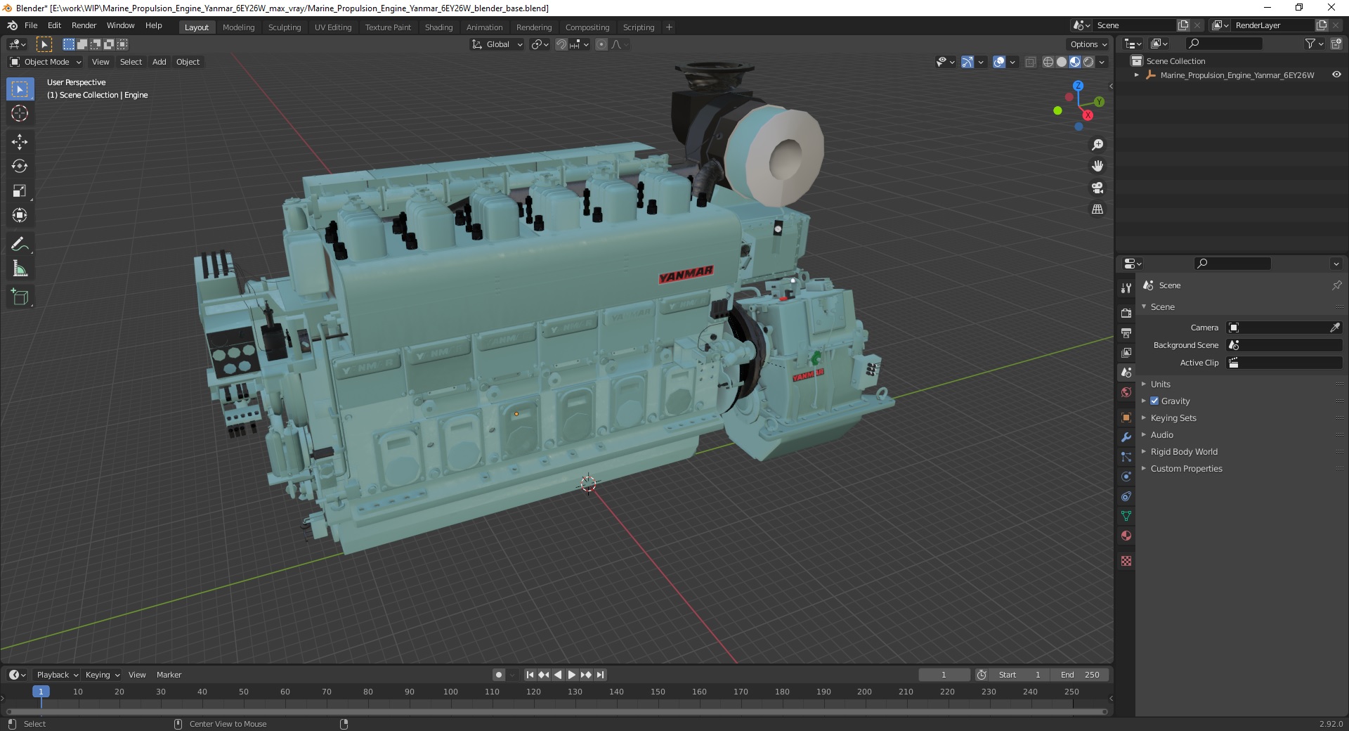 3D Marine Propulsion Engine Yanmar 6EY26W model