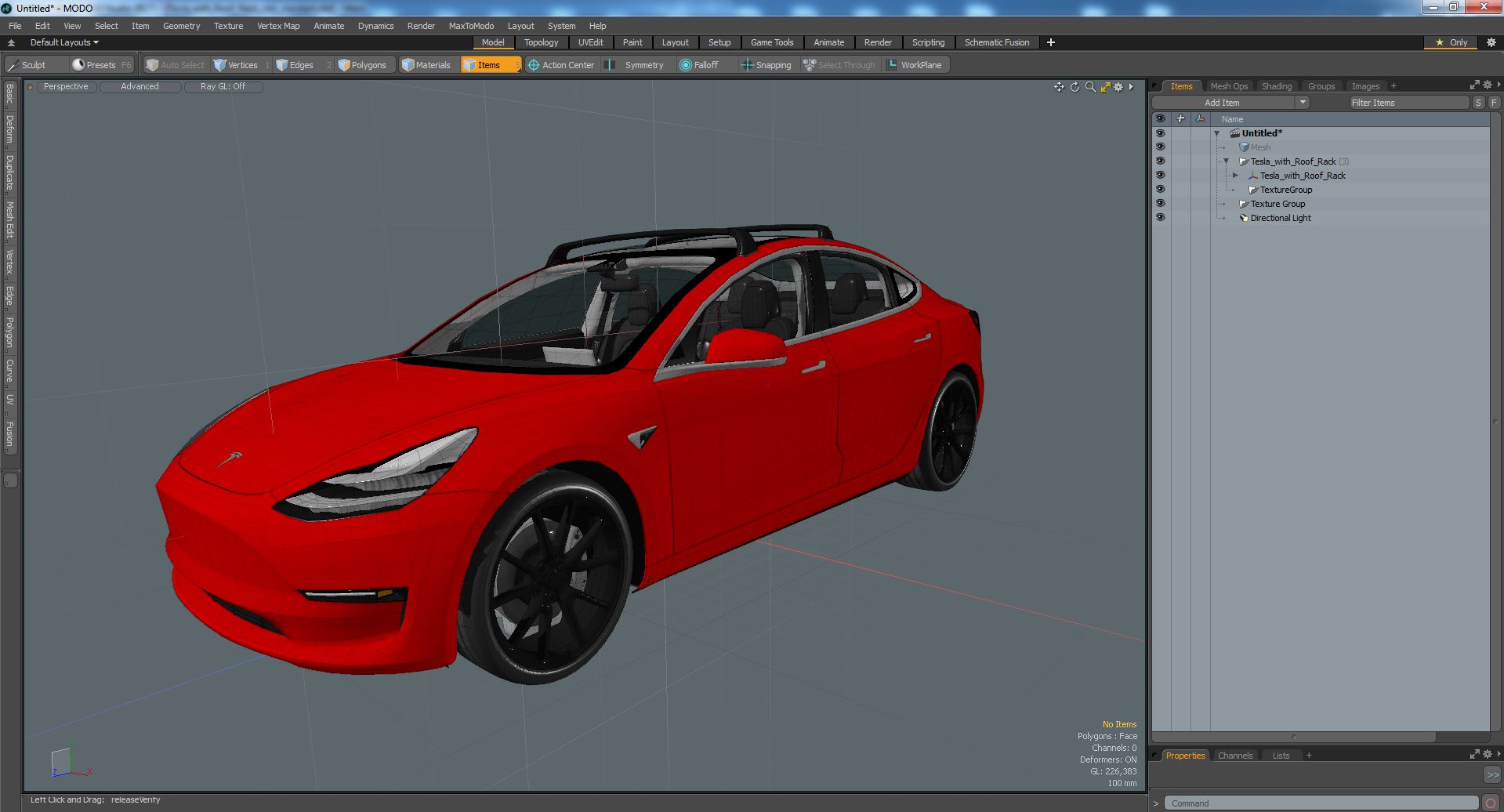 3D model Tesla with Roof Rack