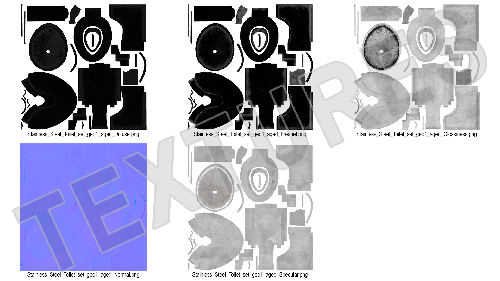 3D Floor Stainless Steel Toilet Used model