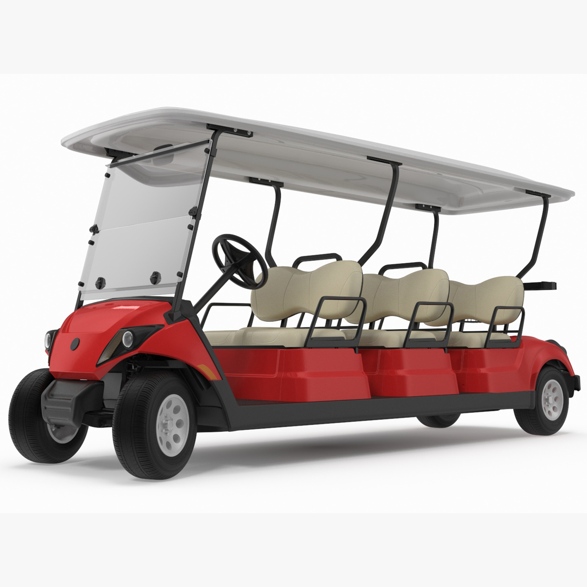 3D Yamaha Golf Electric Six Seat Car Red Rigged for Maya model