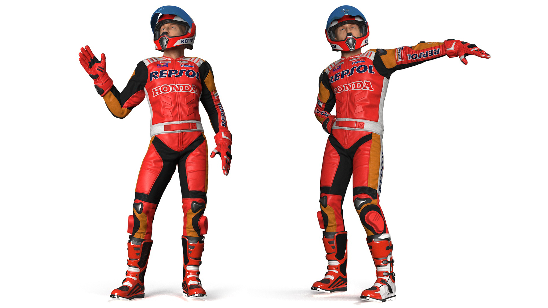 Bike Rider in Honda Motorcycle Race Suit Rigged 3D