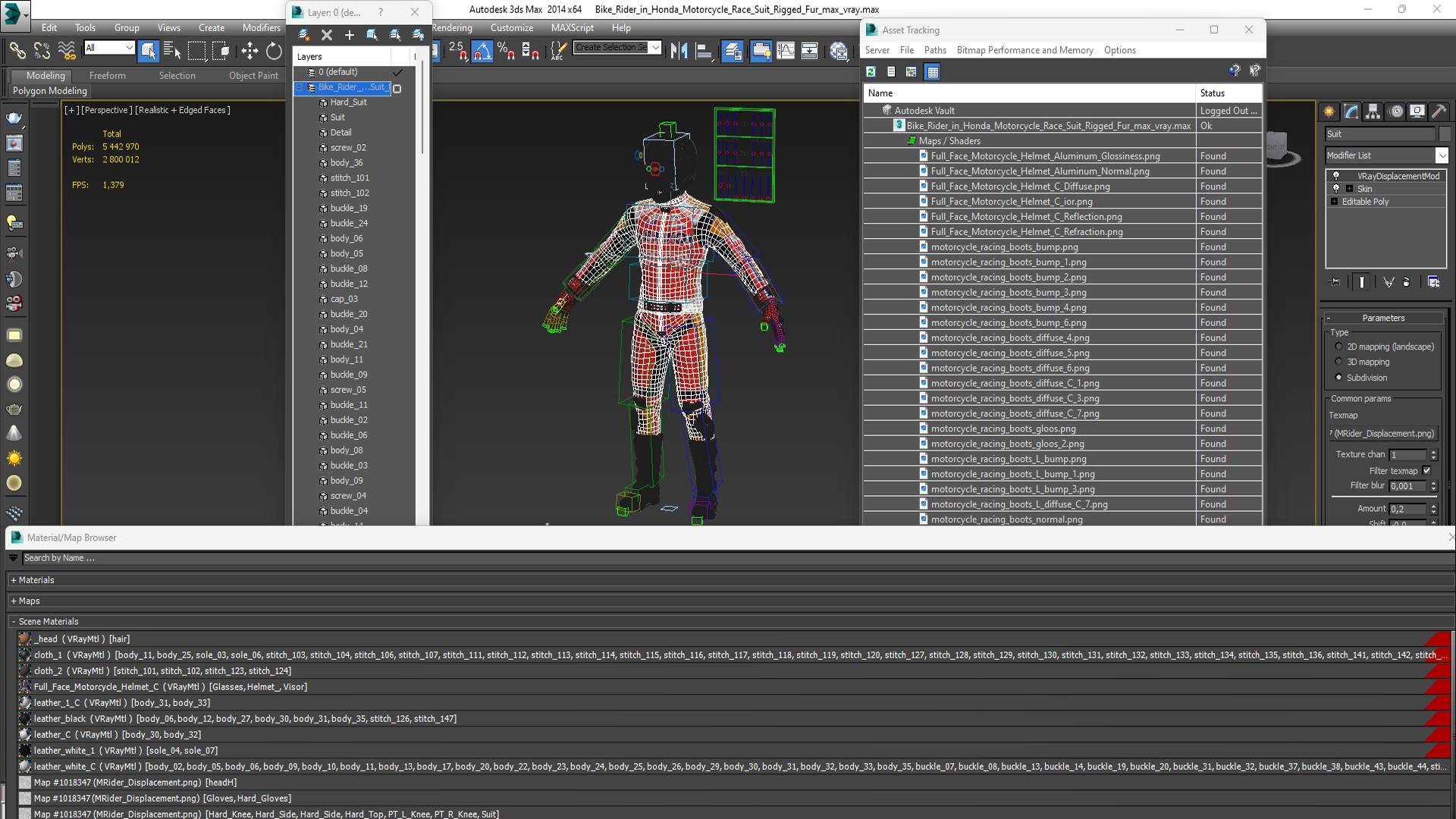 Bike Rider in Honda Motorcycle Race Suit Rigged 3D