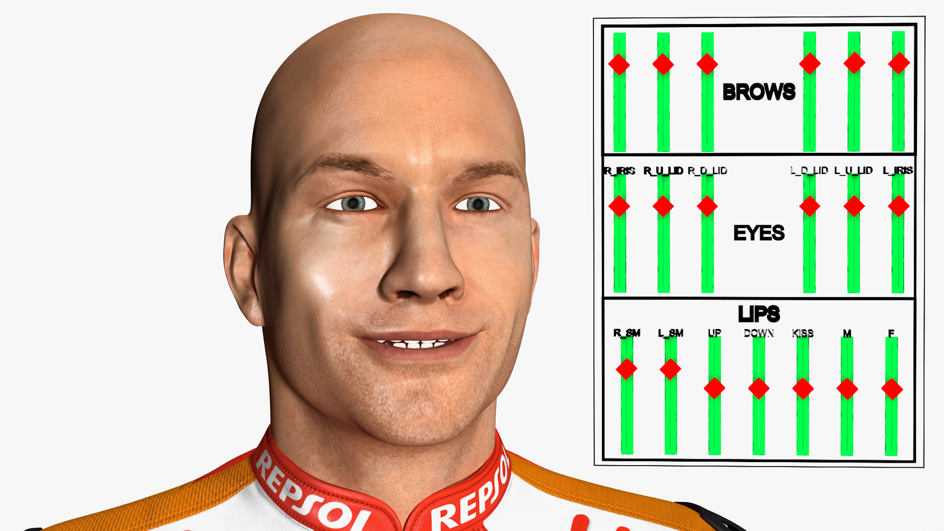 Bike Rider in Honda Motorcycle Race Suit Rigged 3D