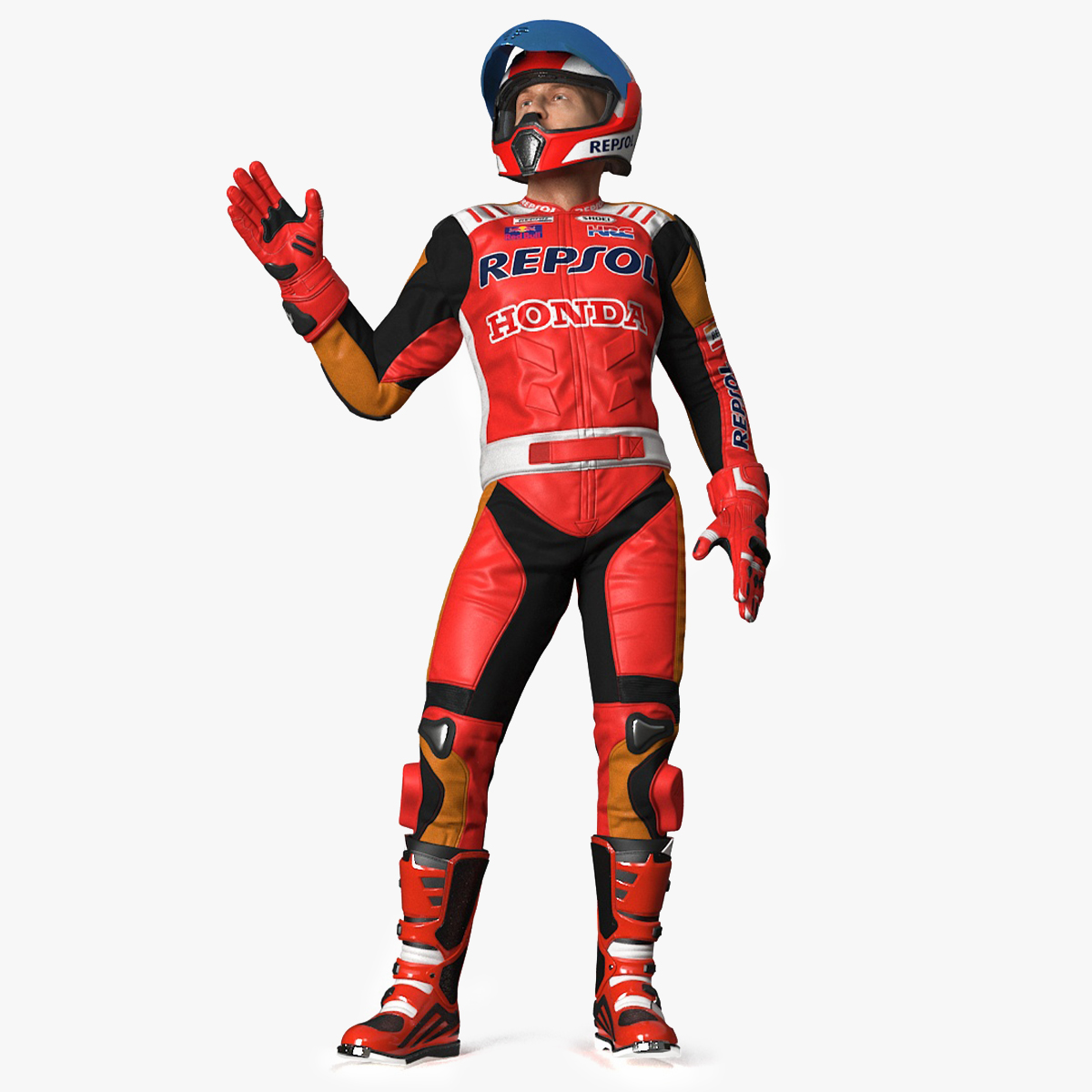 Bike Rider in Honda Motorcycle Race Suit Rigged 3D