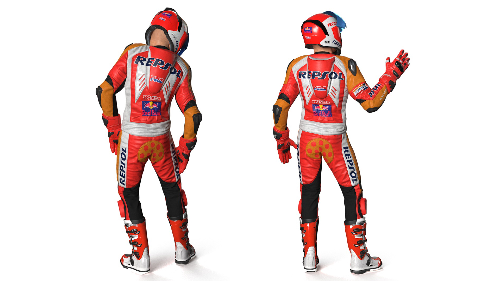Bike Rider in Honda Motorcycle Race Suit Rigged 3D