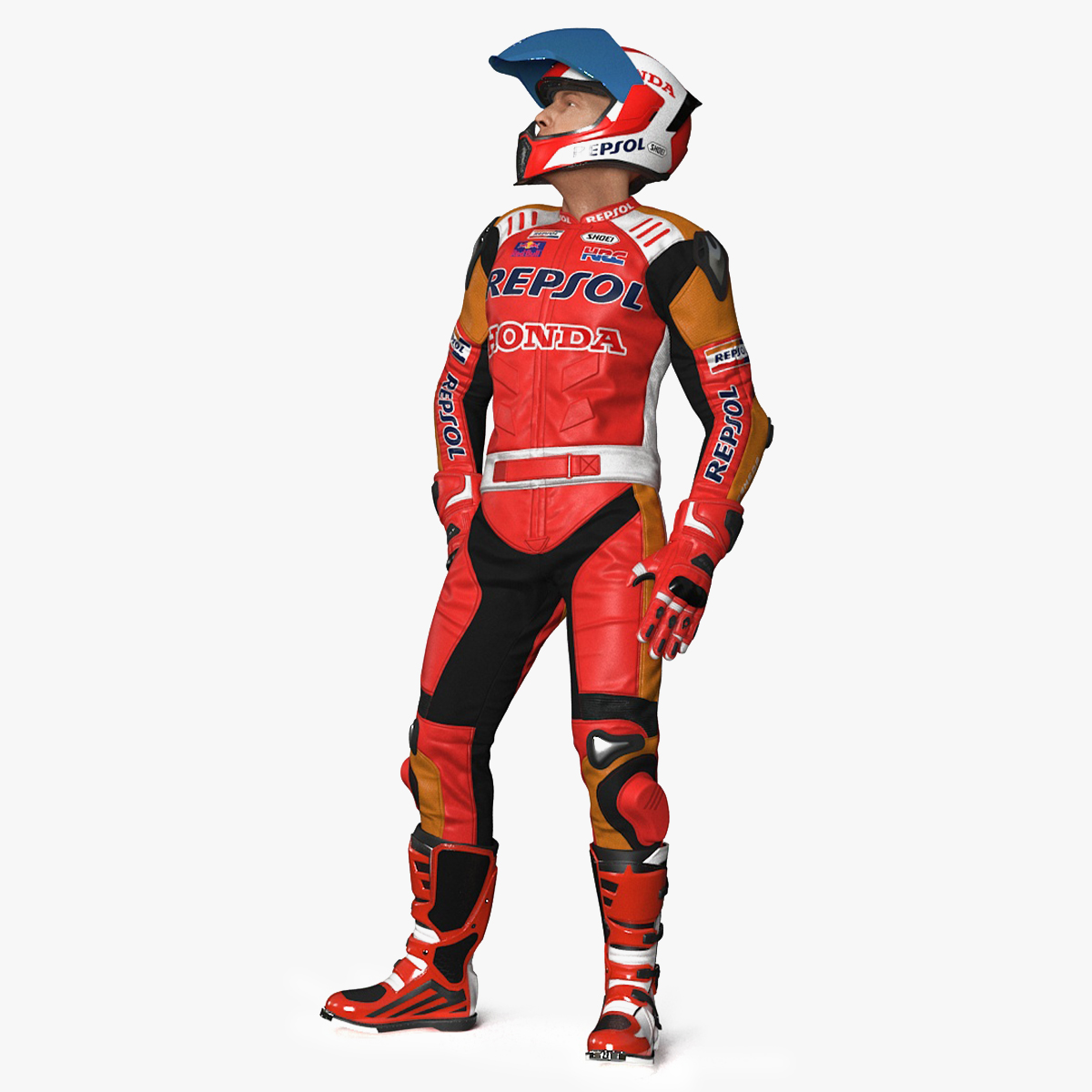Bike Rider in Honda Motorcycle Race Suit Rigged 3D