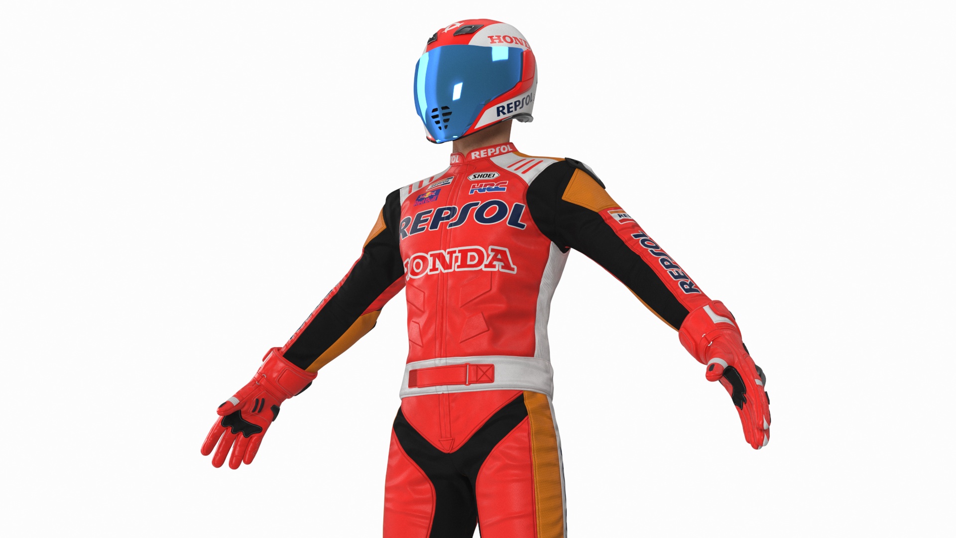 Bike Rider in Honda Motorcycle Race Suit Rigged 3D