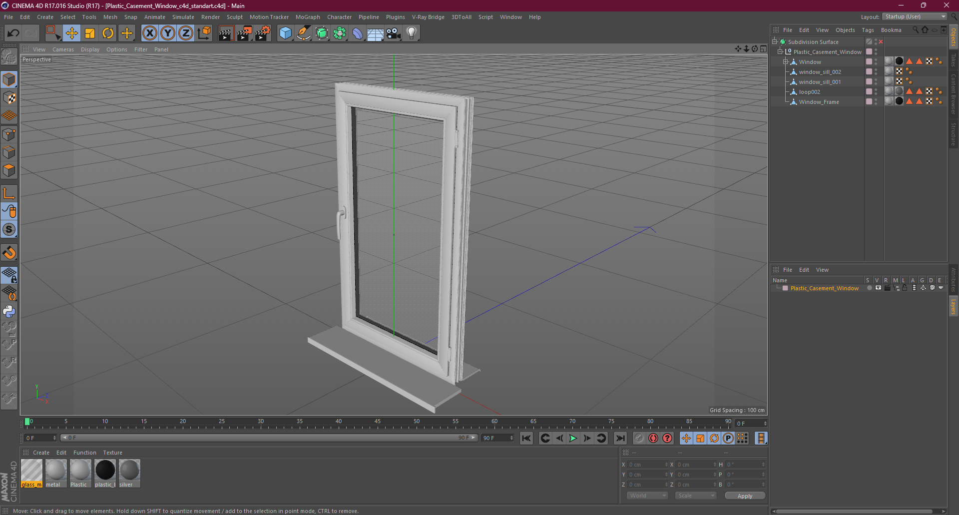 3D Plastic Casement Window model