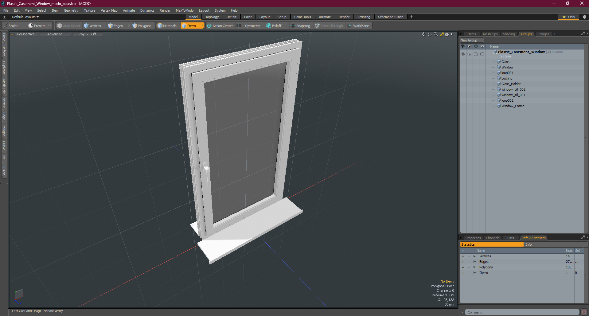 3D Plastic Casement Window model