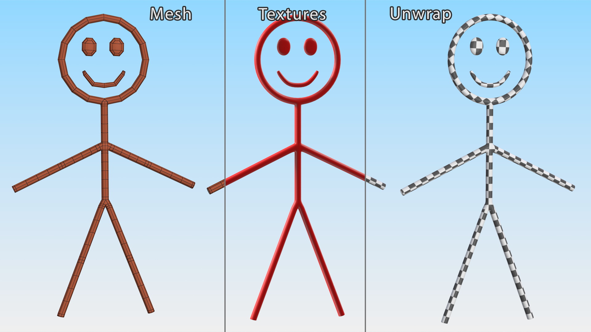 3D model Stickman Figure Red Rigged for Cinema 4D