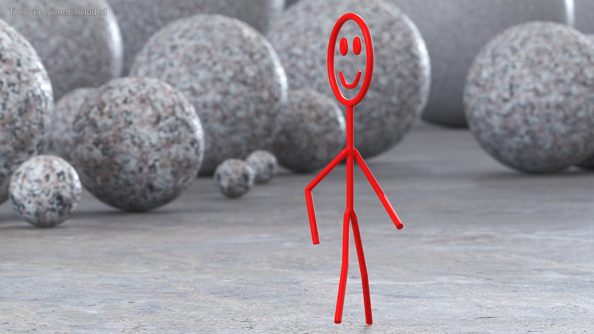 3D model Stickman Figure Red Rigged for Cinema 4D