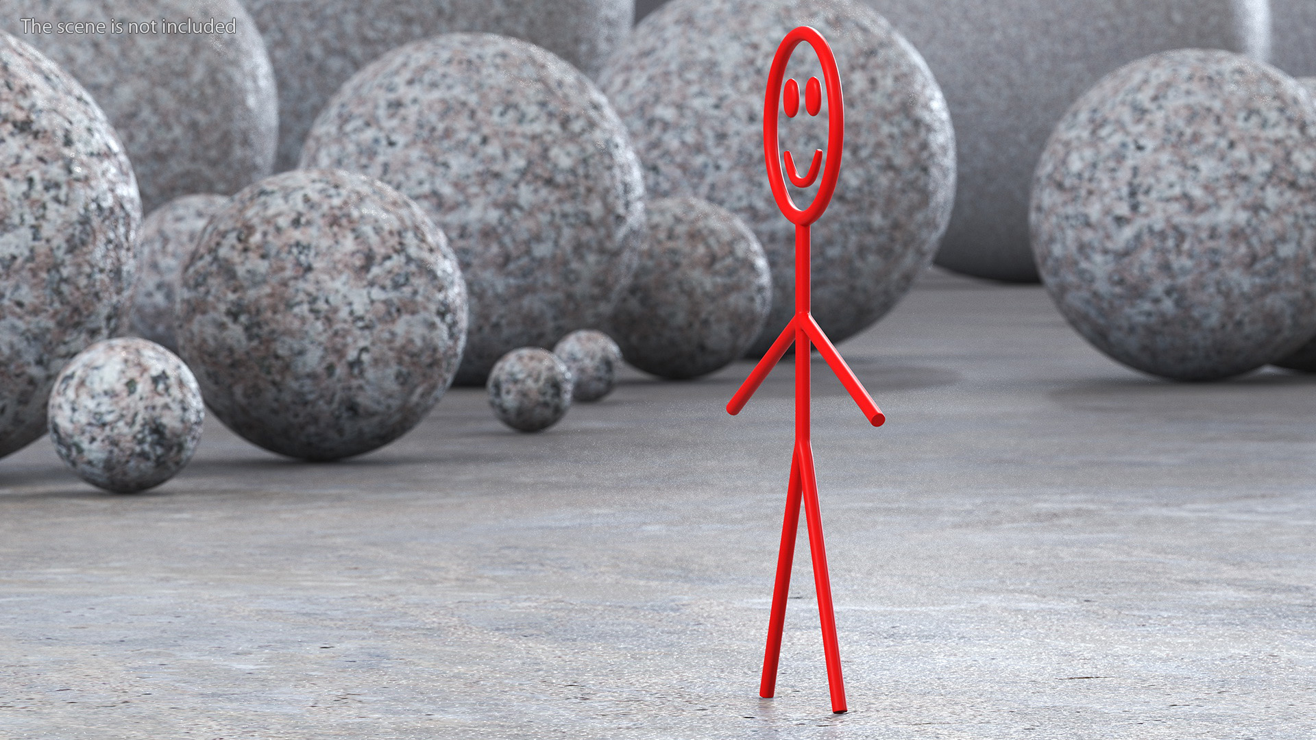 3D model Stickman Figure Red Rigged for Cinema 4D