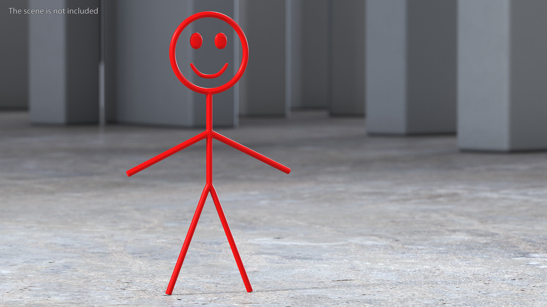 3D model Stickman Figure Red Rigged for Cinema 4D