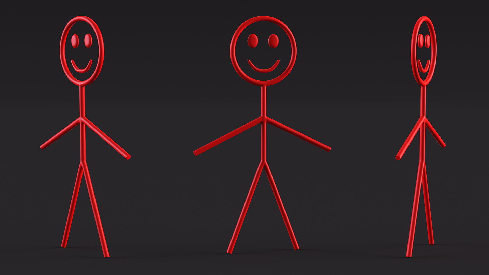 3D model Stickman Figure Red Rigged for Cinema 4D