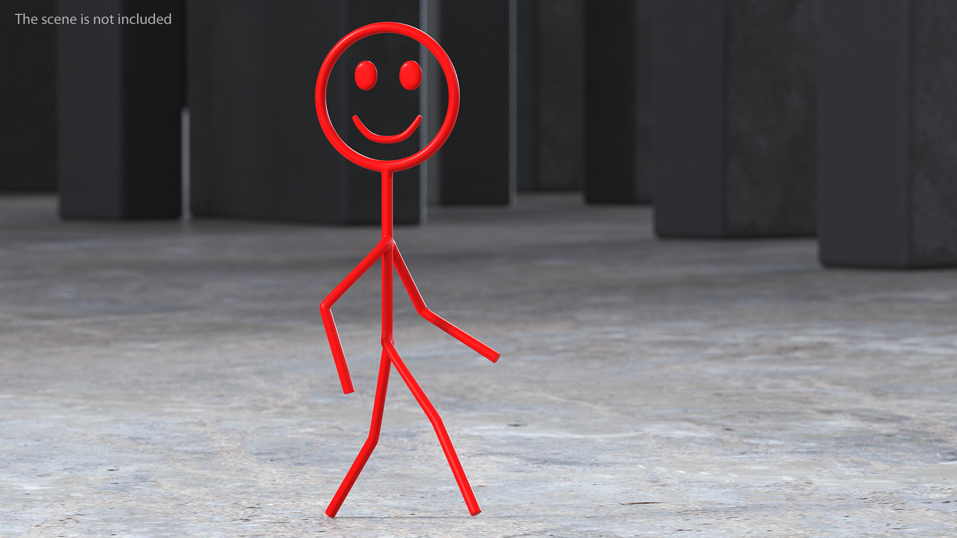3D model Stickman Figure Red Rigged for Cinema 4D