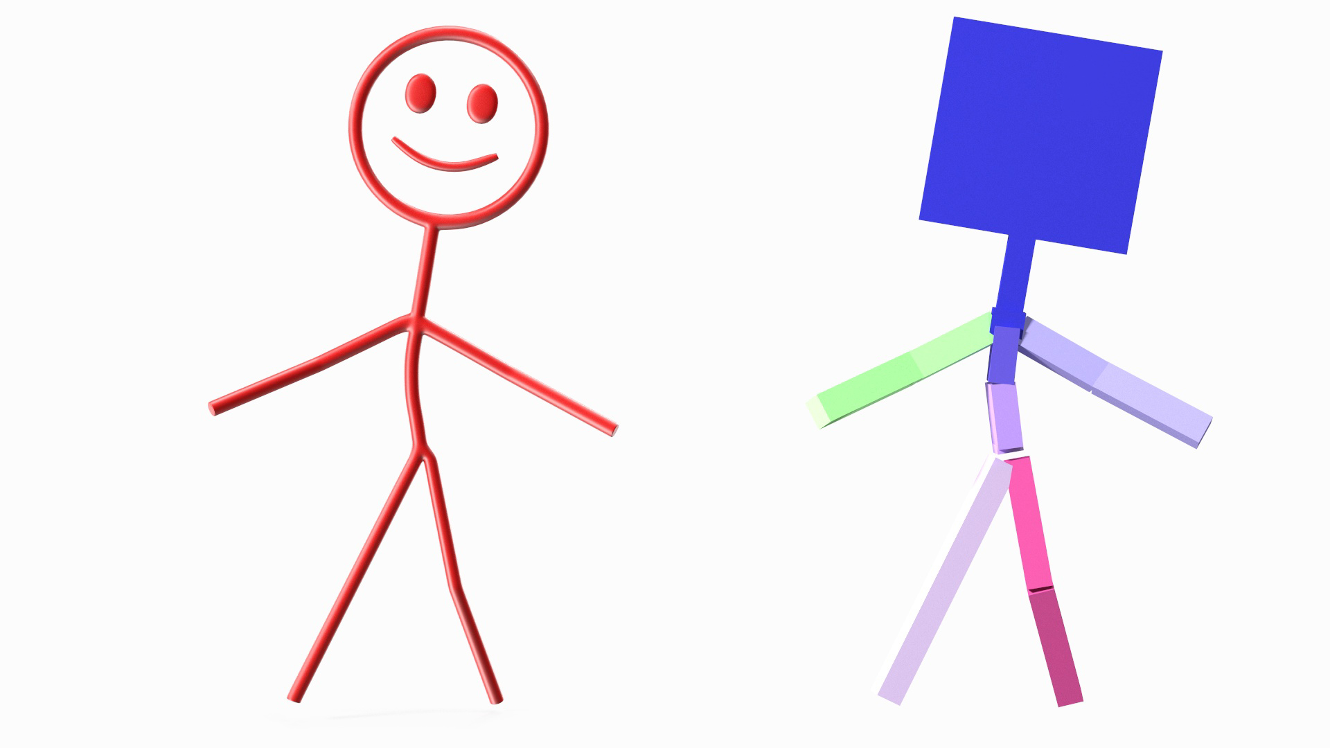 3D model Stickman Figure Red Rigged for Cinema 4D