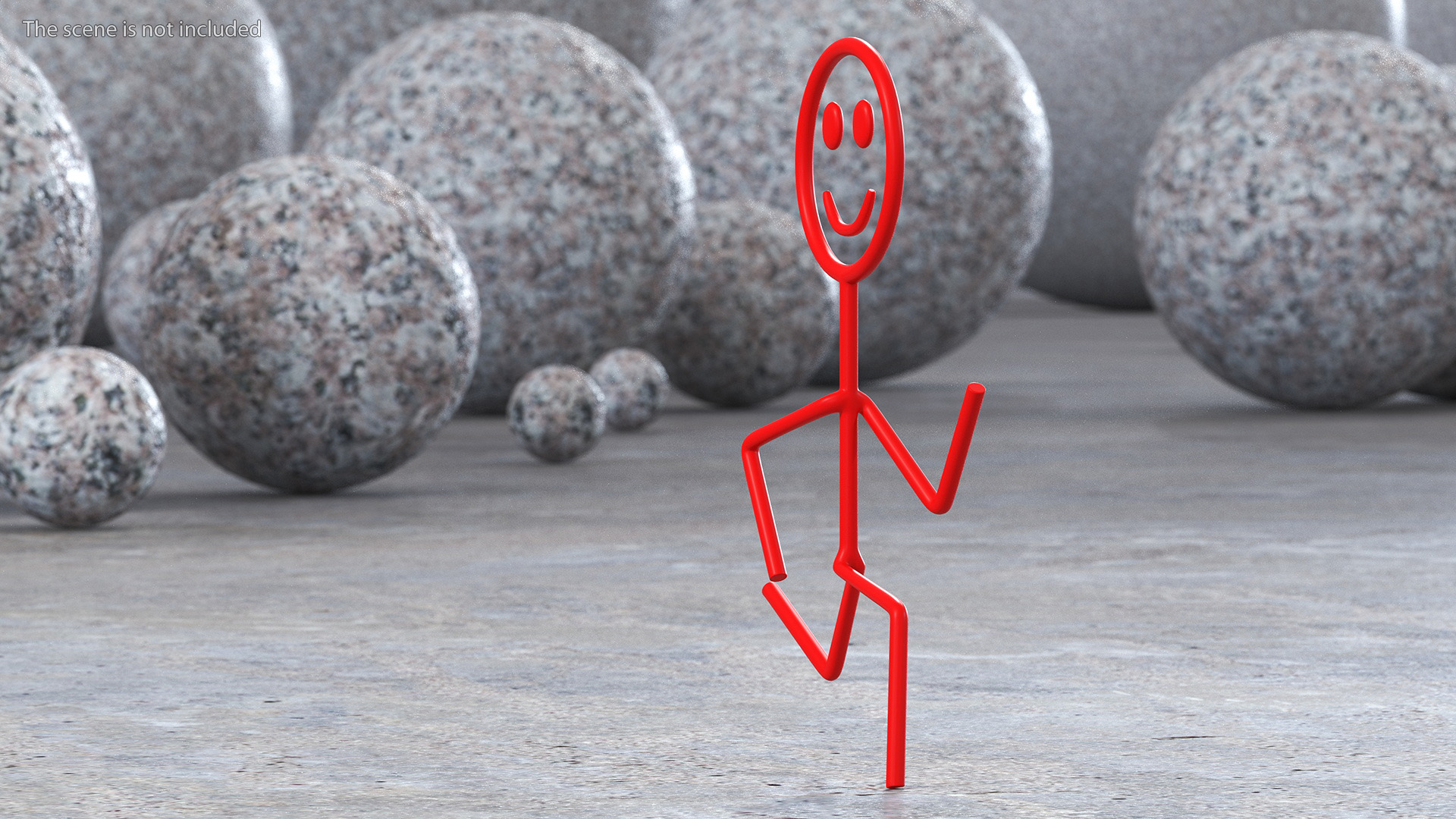 3D model Stickman Figure Red Rigged for Cinema 4D