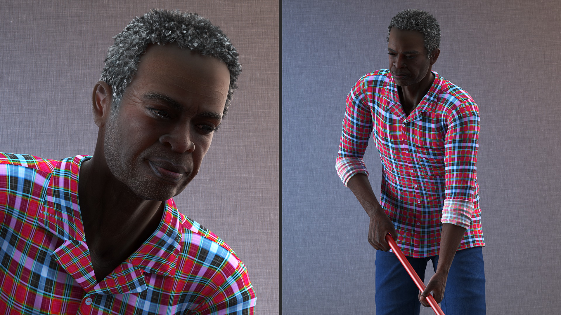 Gardener Afro American Old Gentleman Working 3D model