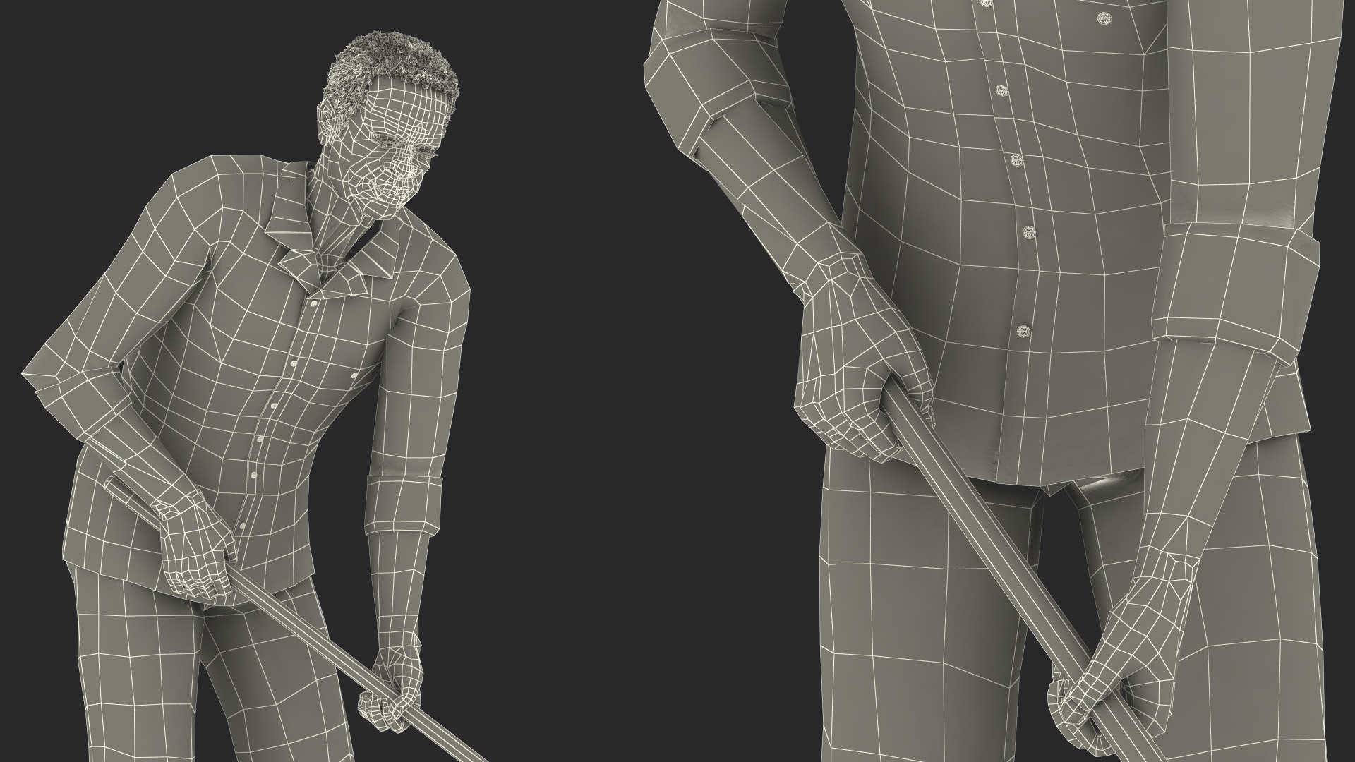 Gardener Afro American Old Gentleman Working 3D model