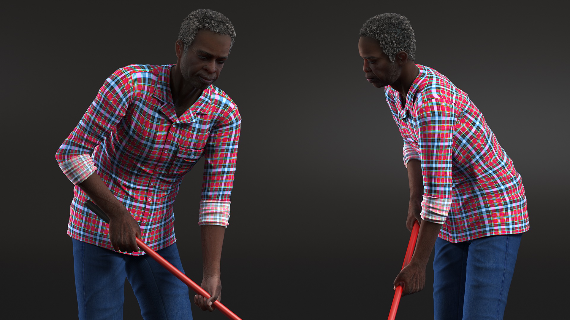 Gardener Afro American Old Gentleman Working 3D model