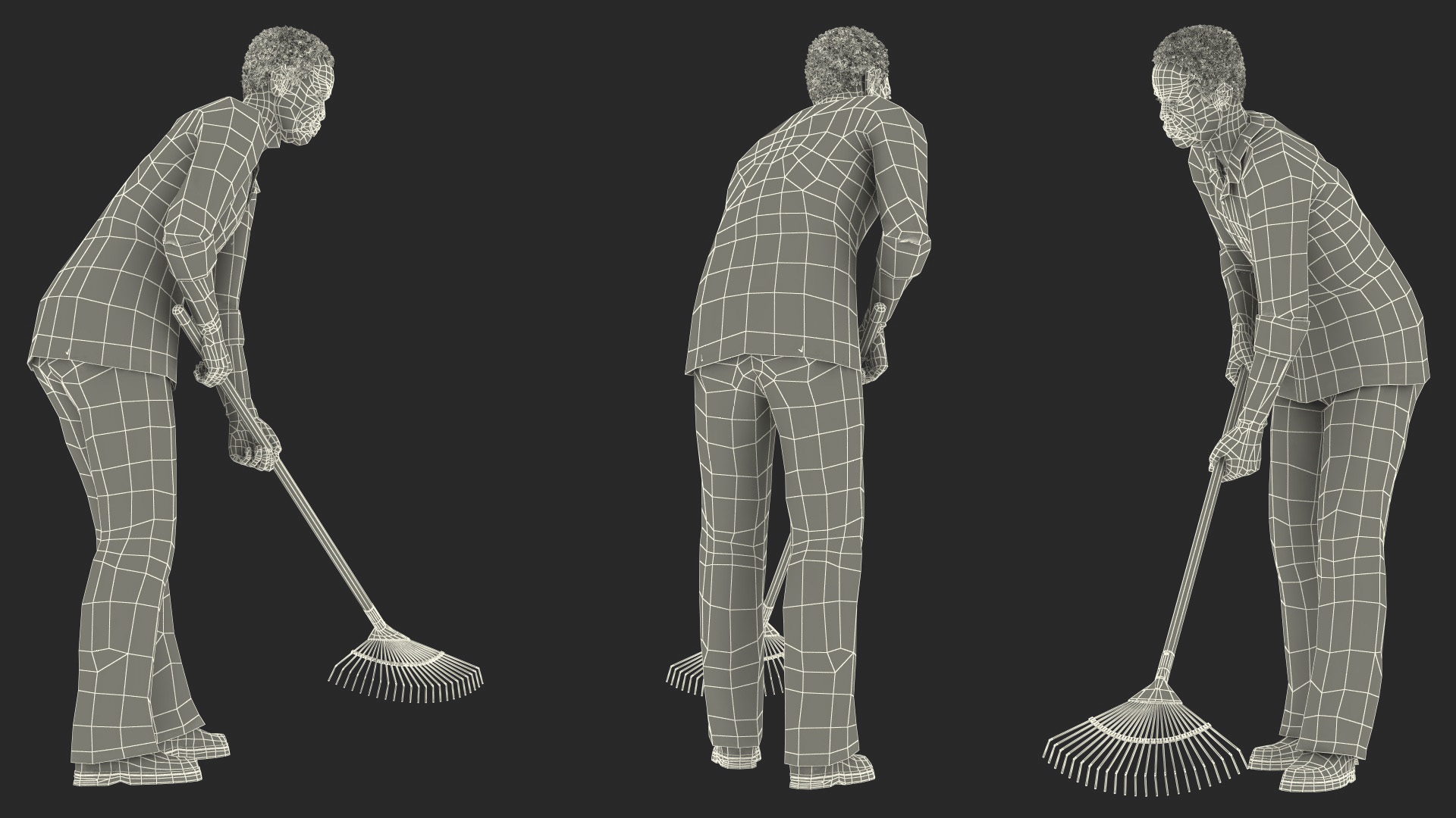 Gardener Afro American Old Gentleman Working 3D model