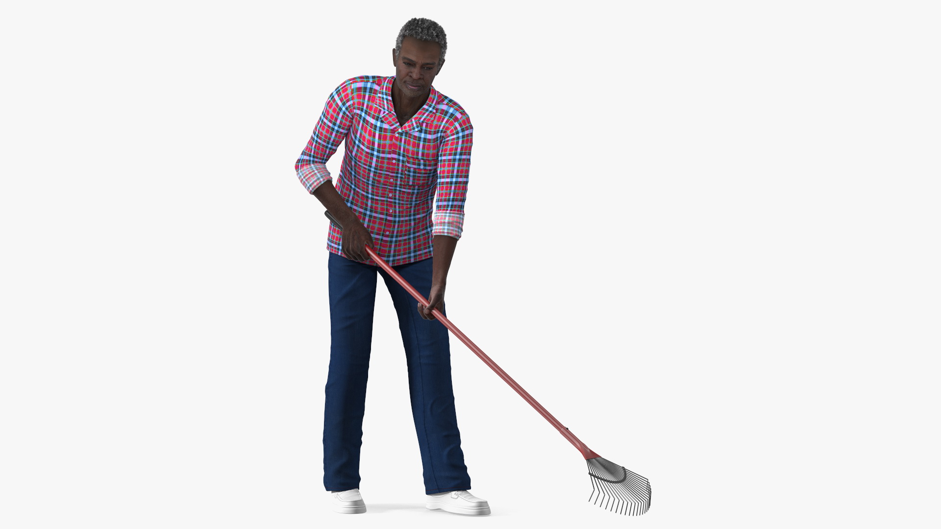 Gardener Afro American Old Gentleman Working 3D model