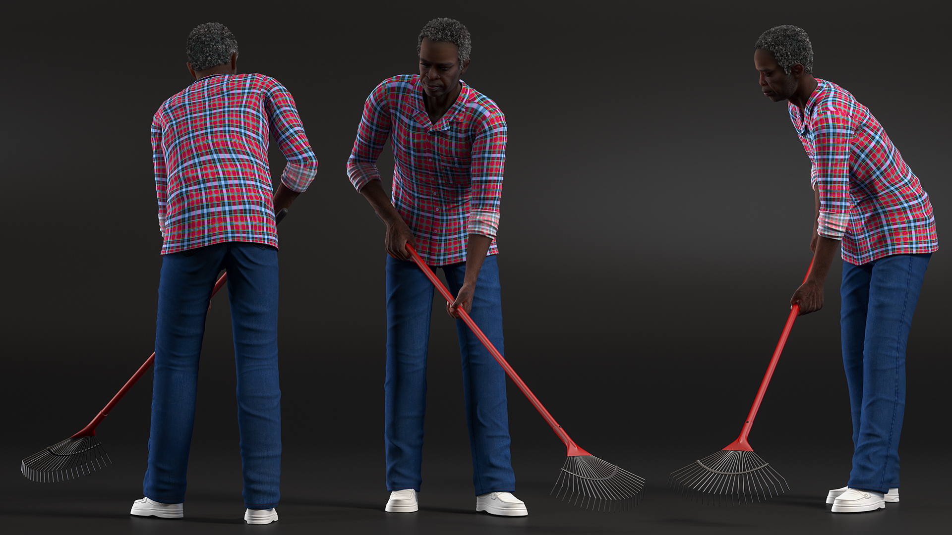 Gardener Afro American Old Gentleman Working 3D model