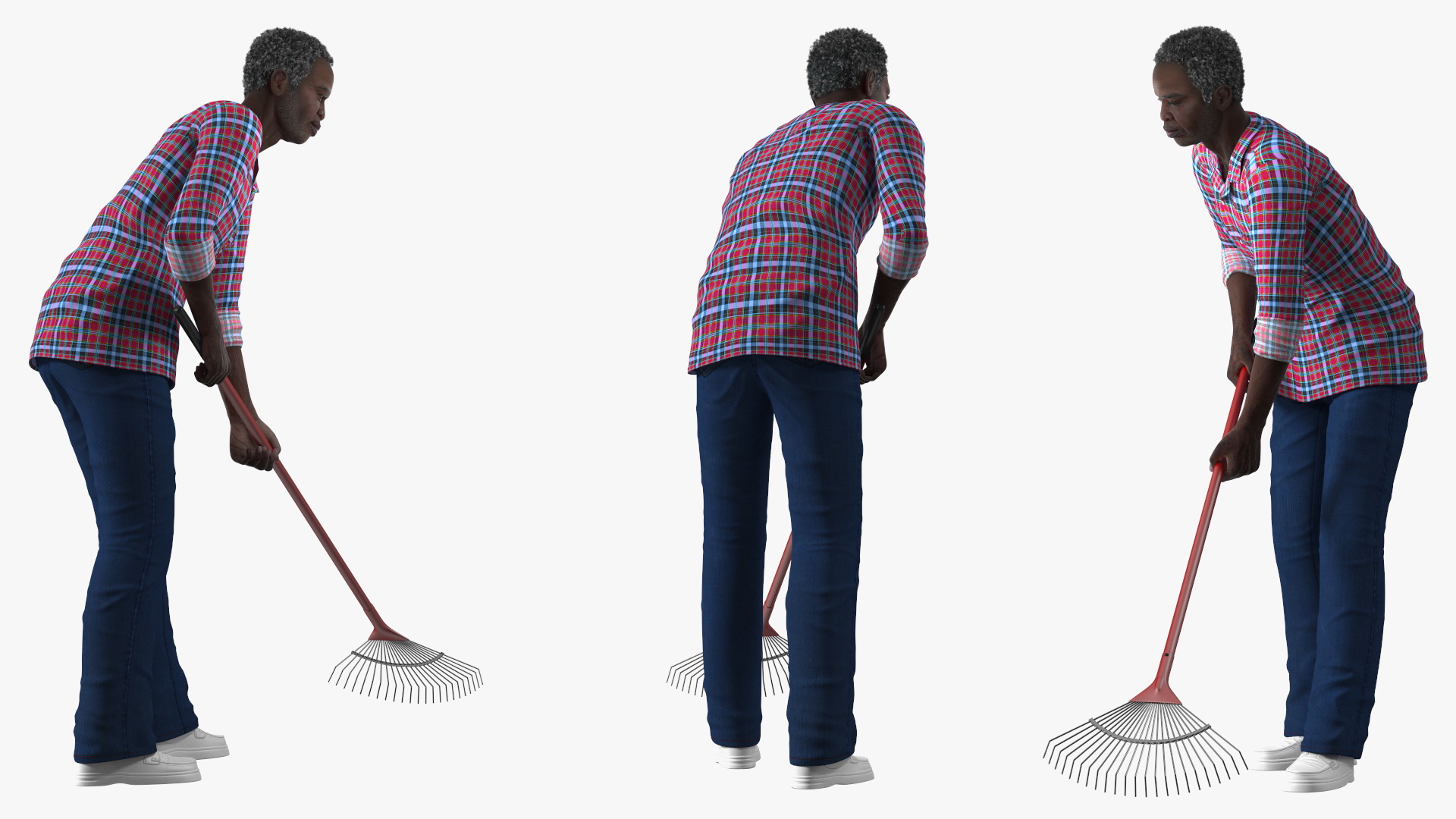 Gardener Afro American Old Gentleman Working 3D model