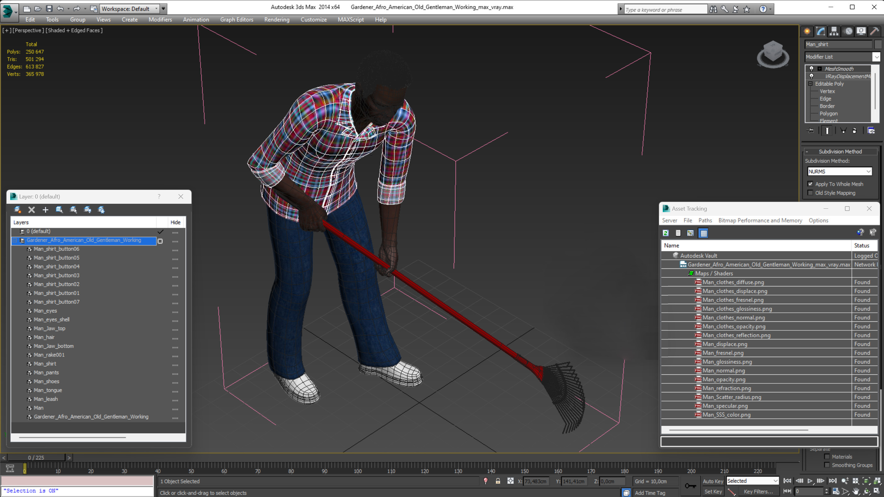 Gardener Afro American Old Gentleman Working 3D model