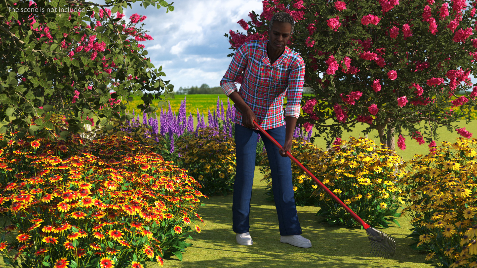Gardener Afro American Old Gentleman Working 3D model
