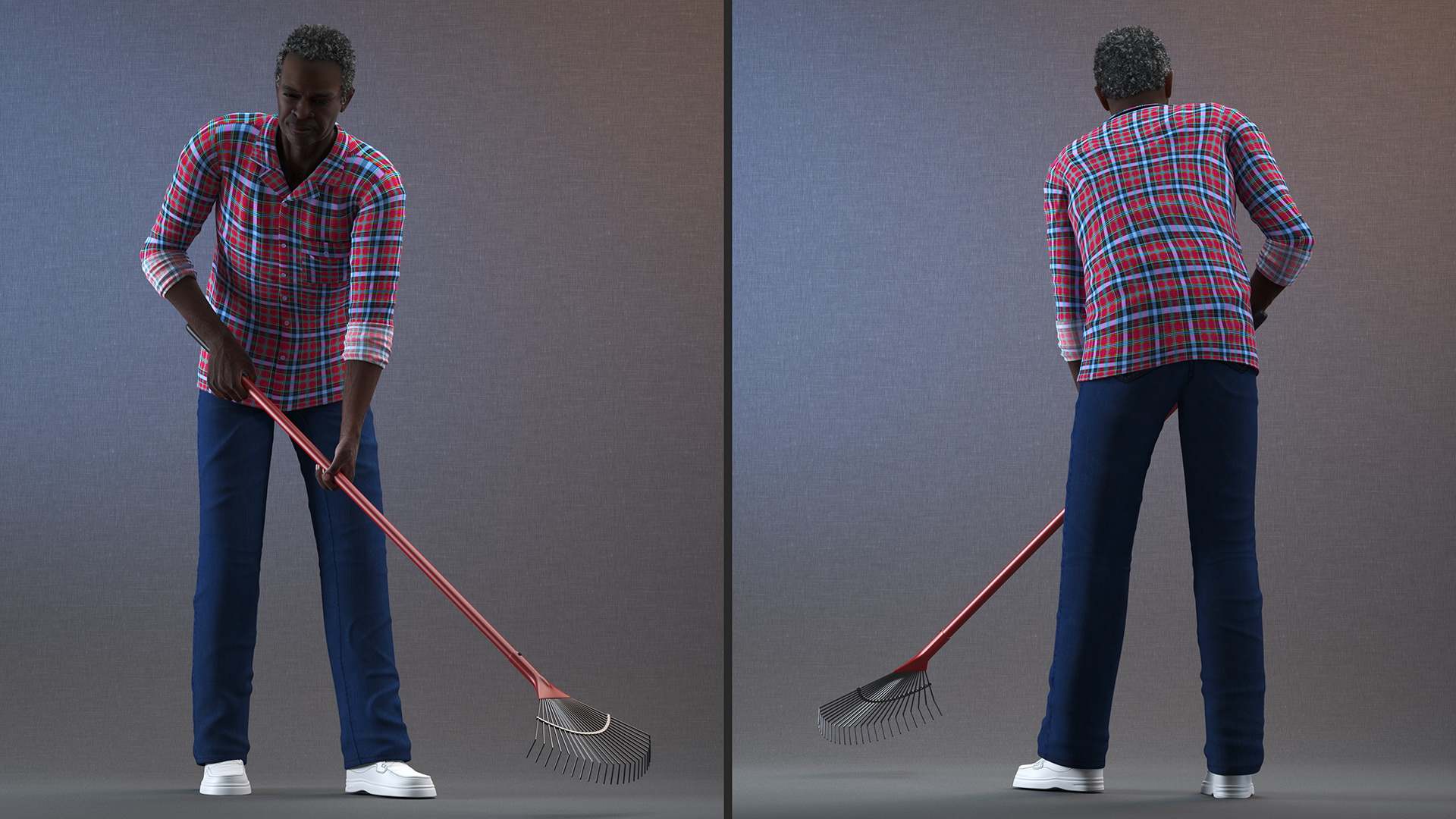 Gardener Afro American Old Gentleman Working 3D model