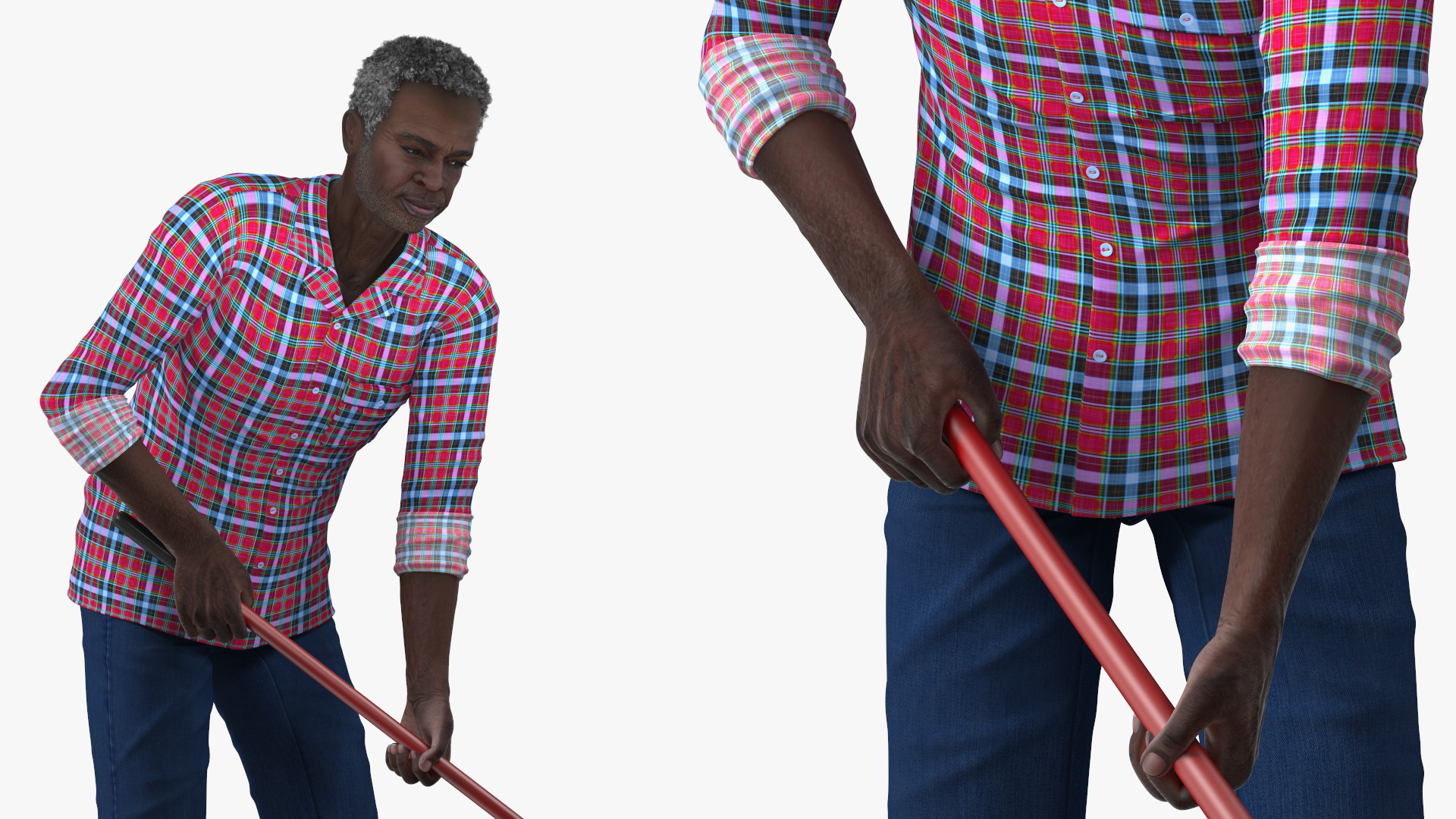 Gardener Afro American Old Gentleman Working 3D model