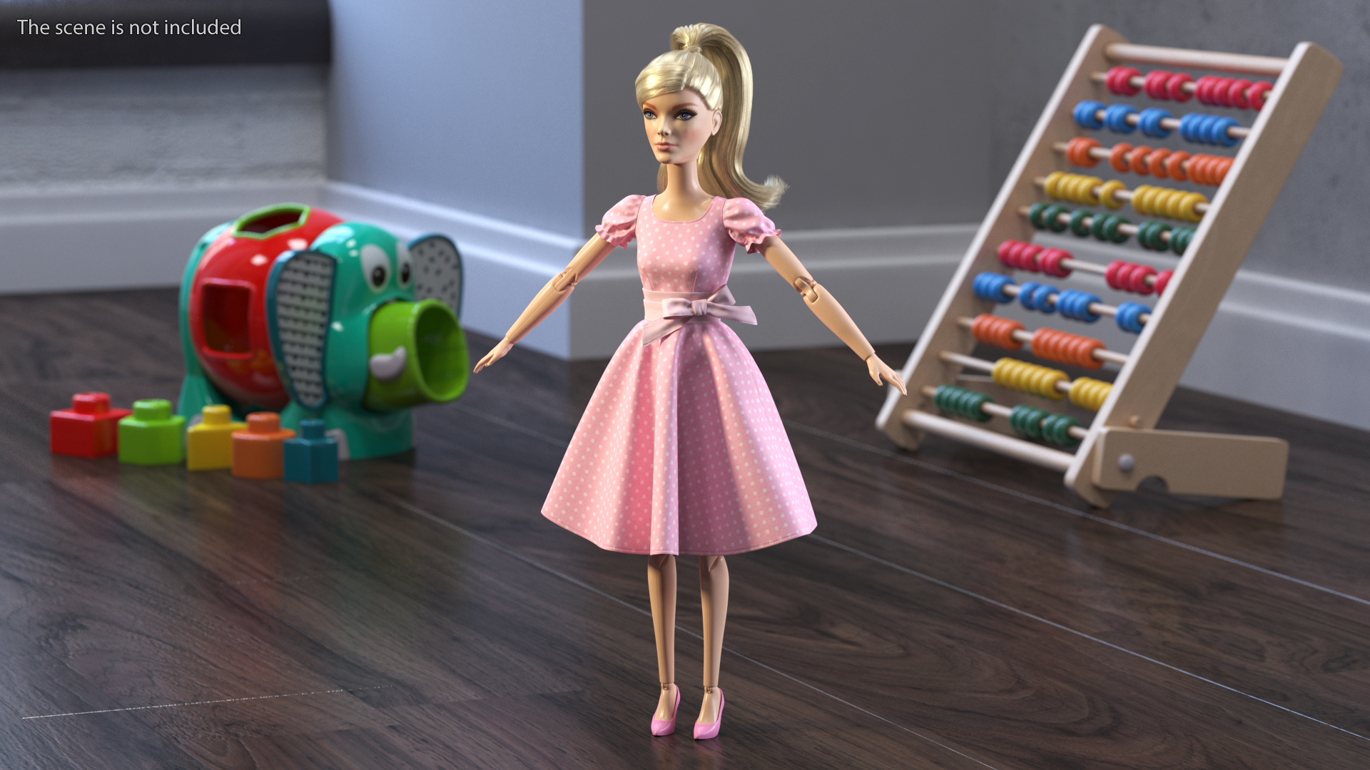 Barbie Doll in Pink Dress Rigged 3D