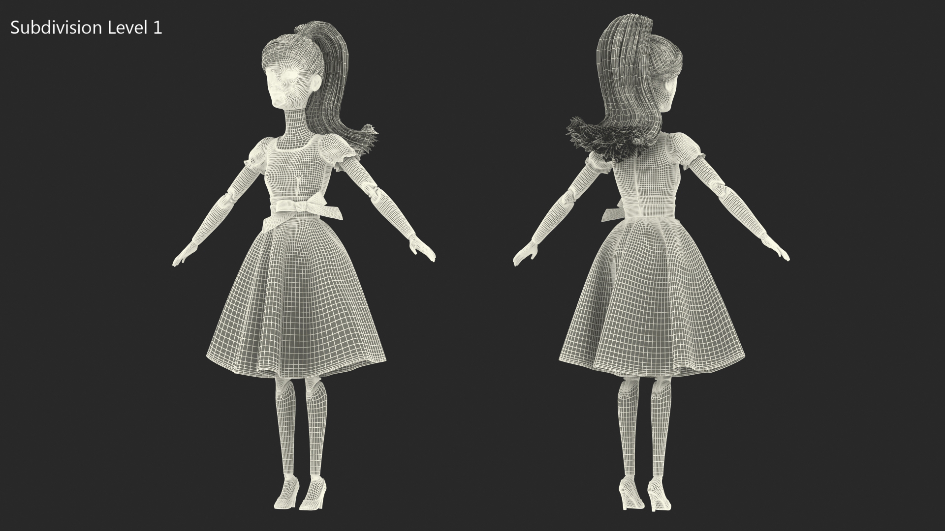 Barbie Doll in Pink Dress Rigged 3D