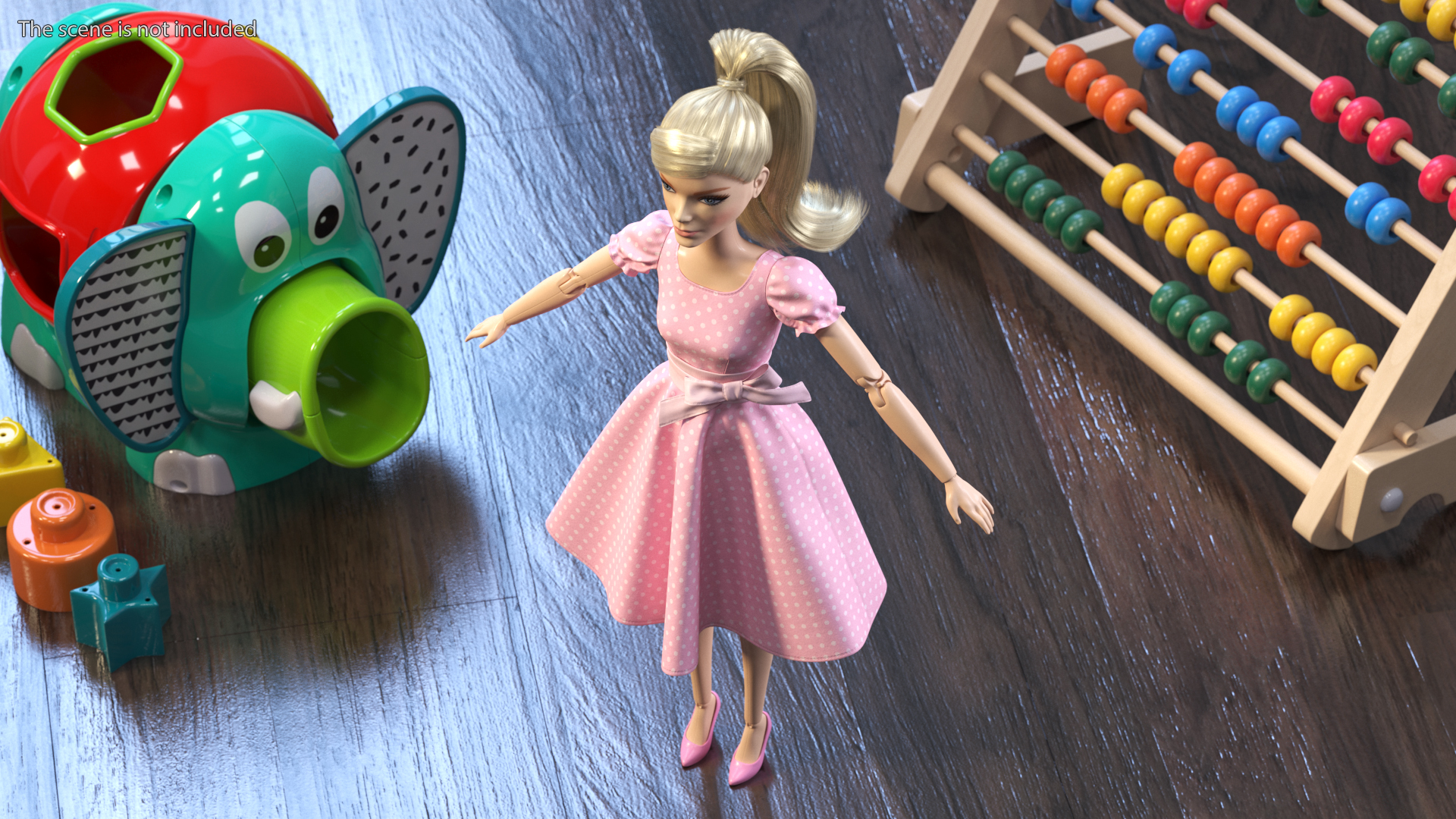 Barbie Doll in Pink Dress Rigged 3D